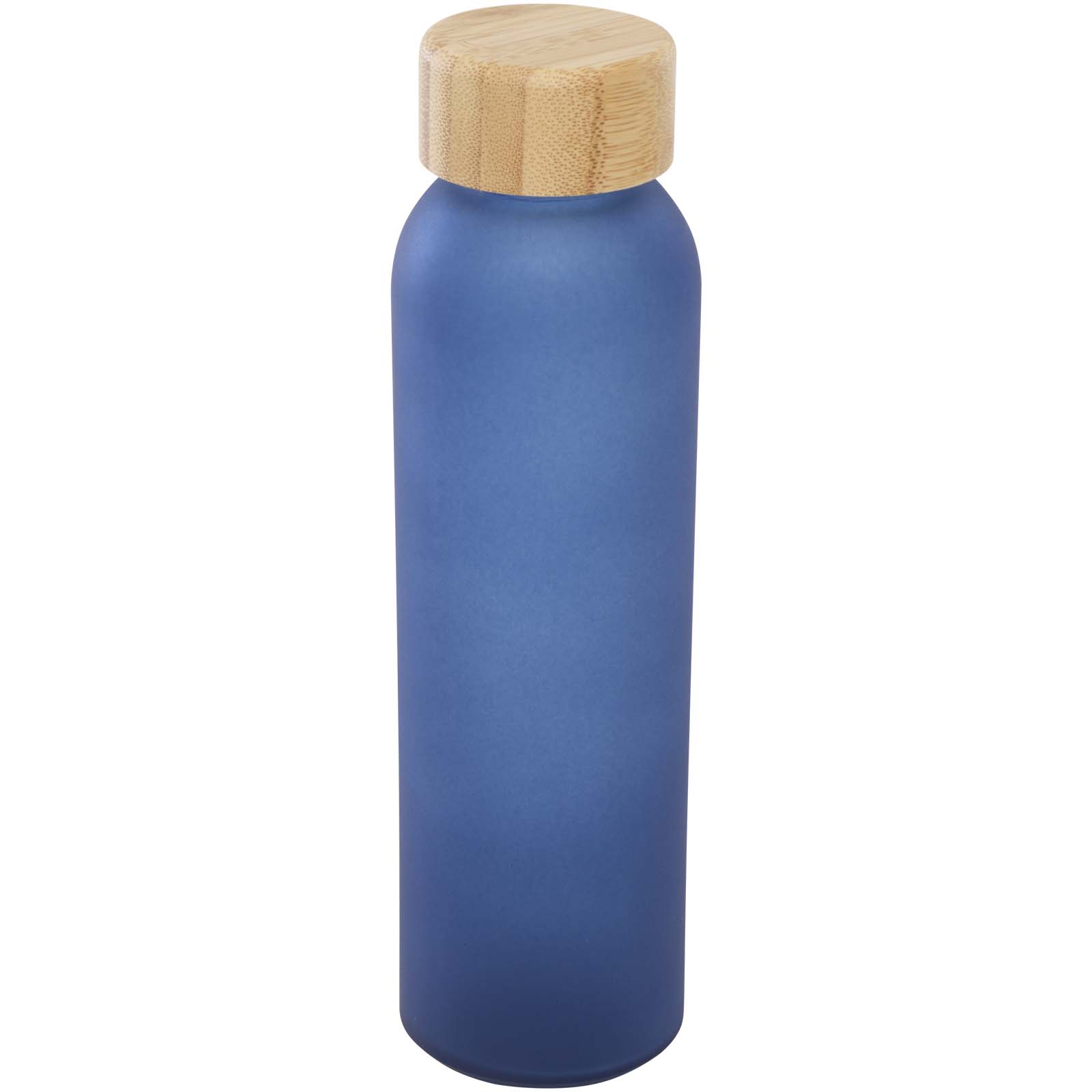 Lume 500 ml Flasche aus mattiertem Kalknatronglas mit Bambusdeckel Ozeanblau