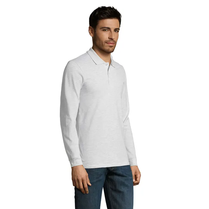 Herren-Langarm-Poloshirt 180 g Perfect