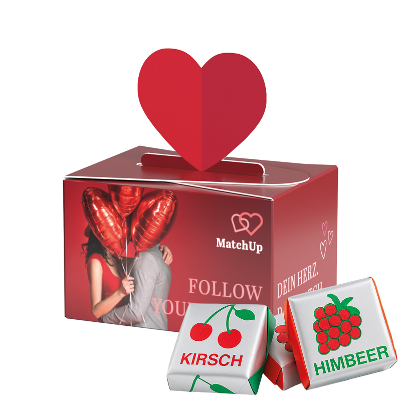 Geschenkbox Mini Herz, Lindt LINDOR Milchkugeln