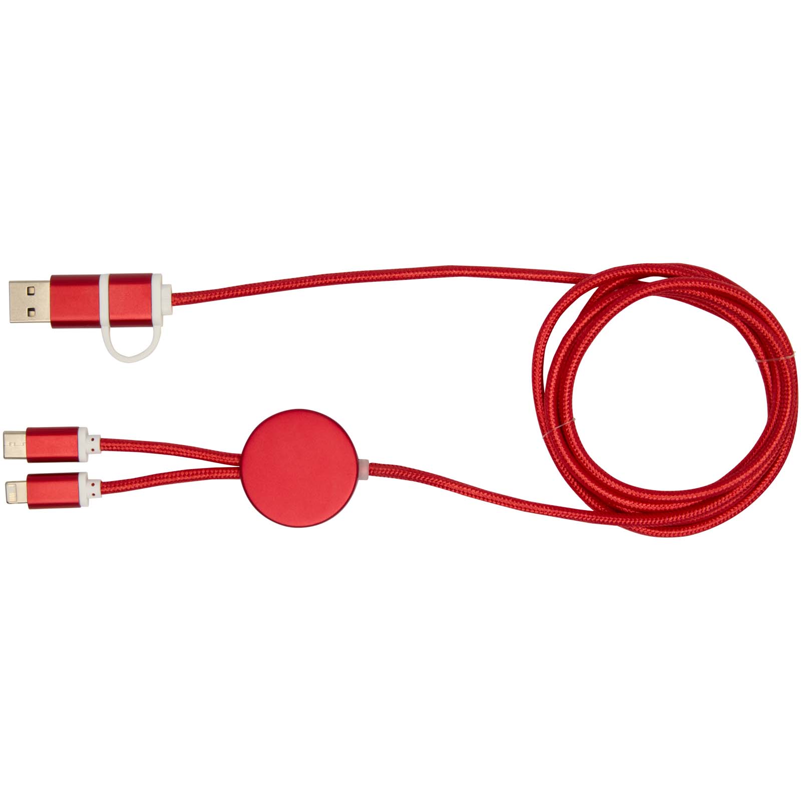 Alasia 150 cm 5-in-1 Kabel aus recyceltem Kunststoff für Datenübertragung und 27W Schnellladung rot