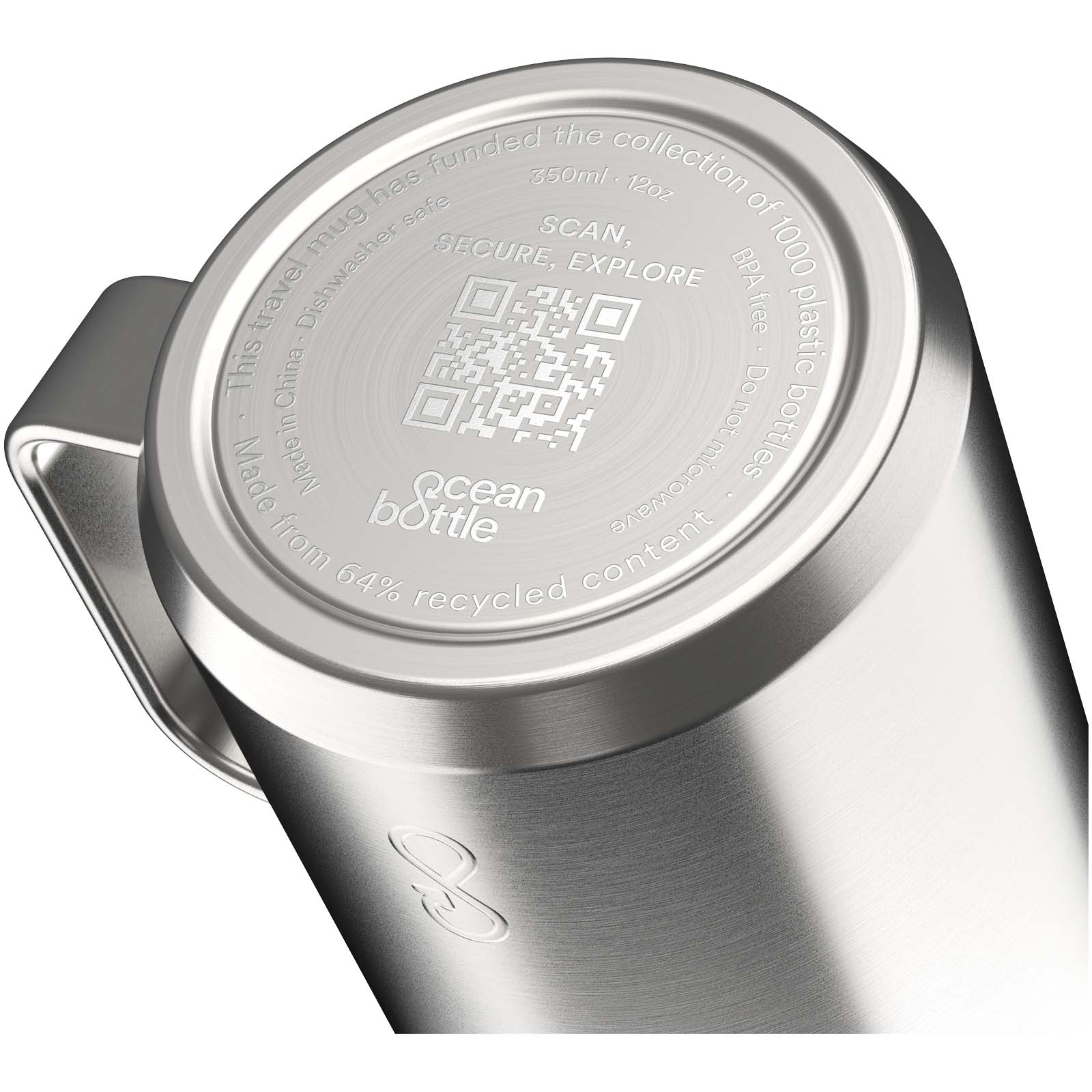 Ocean Bottle 350 ml vakuumisolierter Reisebecher edelstahl grau