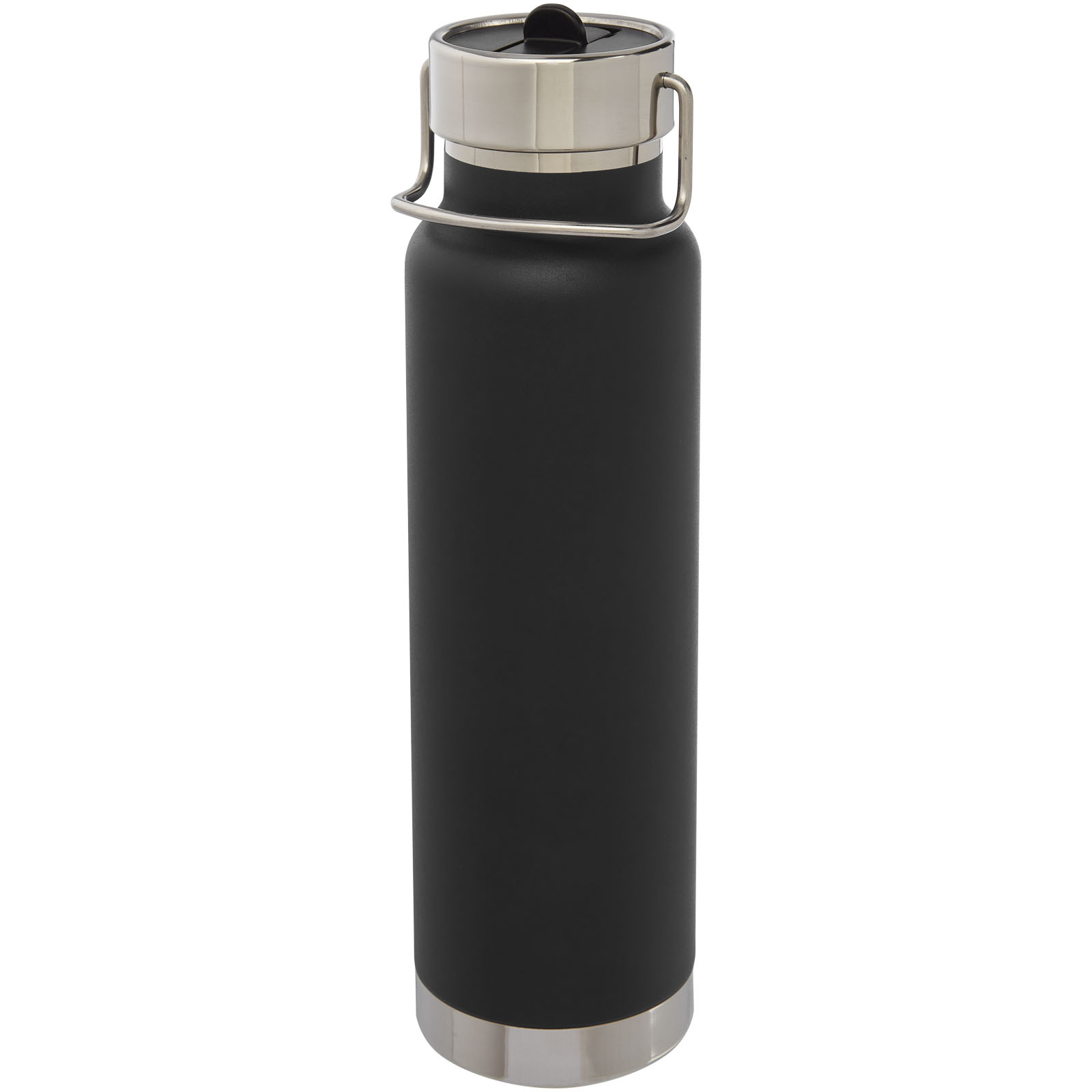 Thor 750 ml Kupfer-Vakuum Sportflasche mit Trinkhalm schwarz