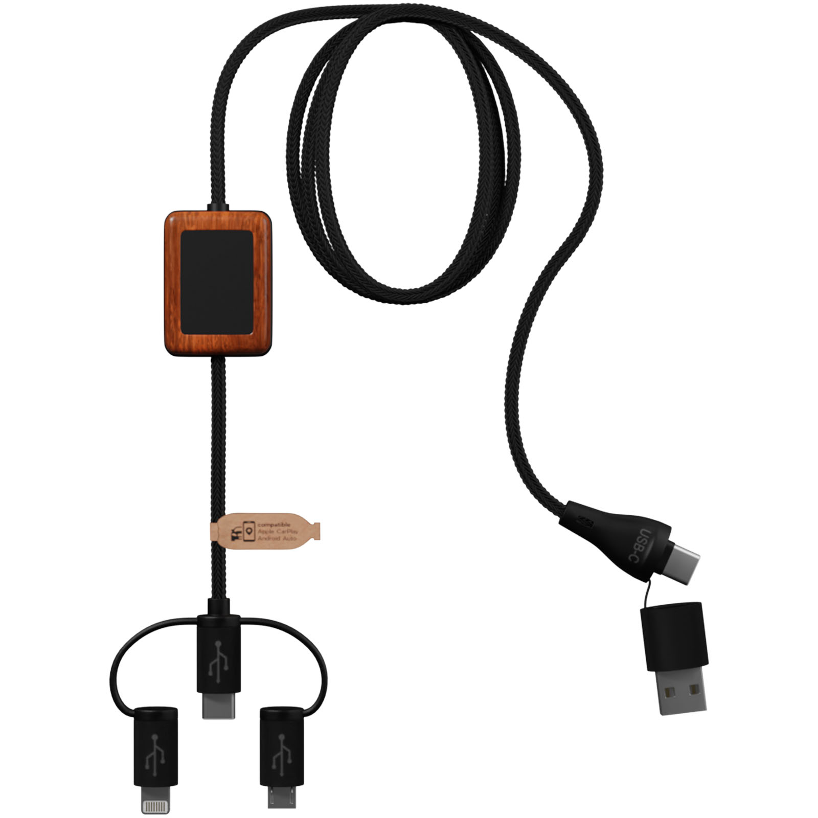 SCX.design C46 5-in-1 CarPlay-Kabel mit Leuchtlogo schwarz