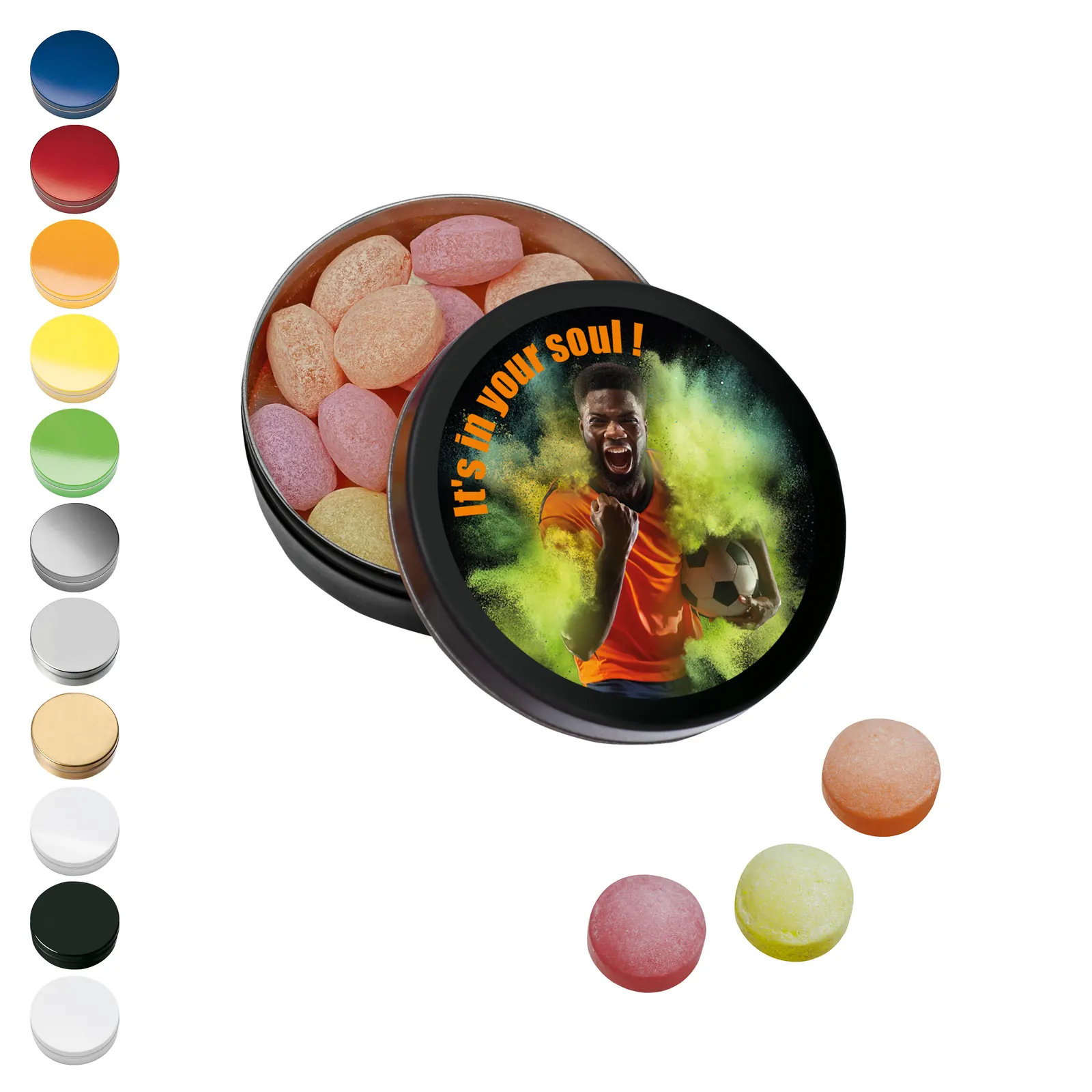 XS-Taschendose mit XS-Kalfany-Fruchtbonbons, 16g - weiß-glänzend
