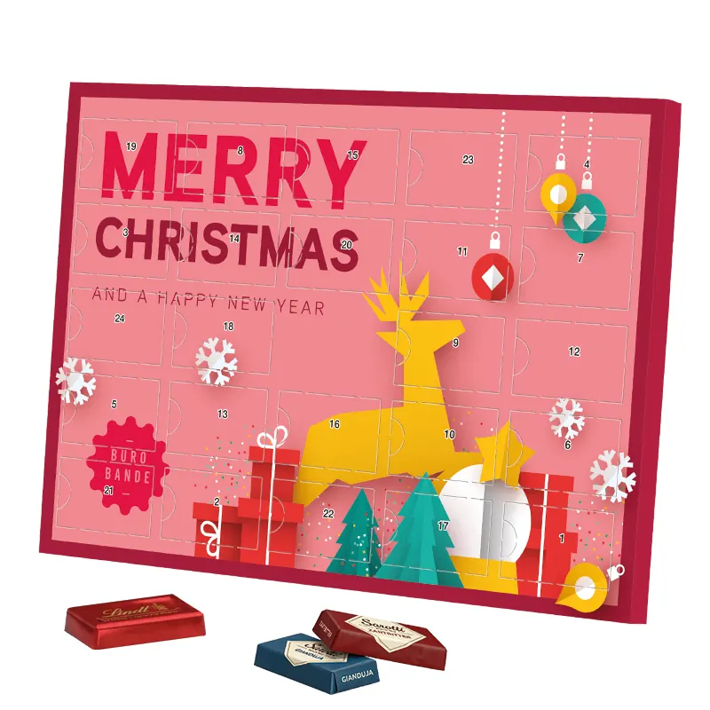 Premium Tisch Adventskalender Schokotäfelchen