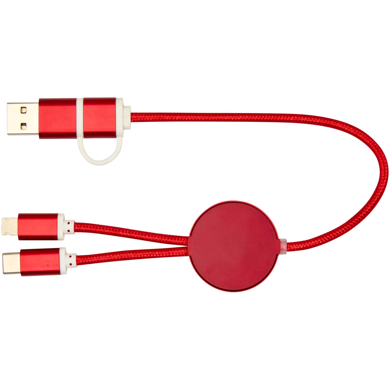 Alasia 30 cm 5-in-1 Kabel aus recyceltem Kunststoff für Datenübertragung und 27W Schnellladung rot