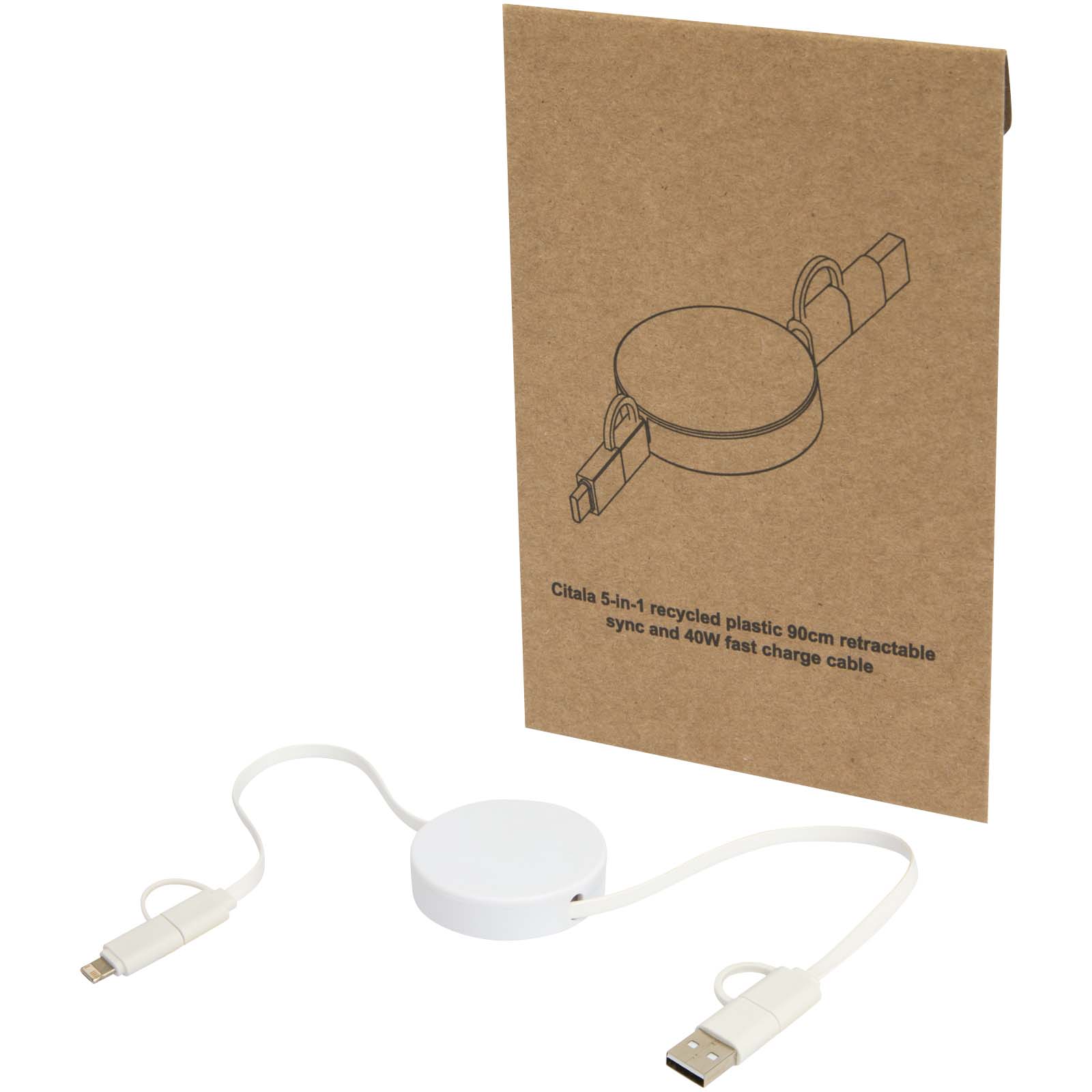 Citala 90 cm 5-in-1 Kabel aus recyceltem Kunststoff für Datenübertragung und 40W Schnellladung weiss