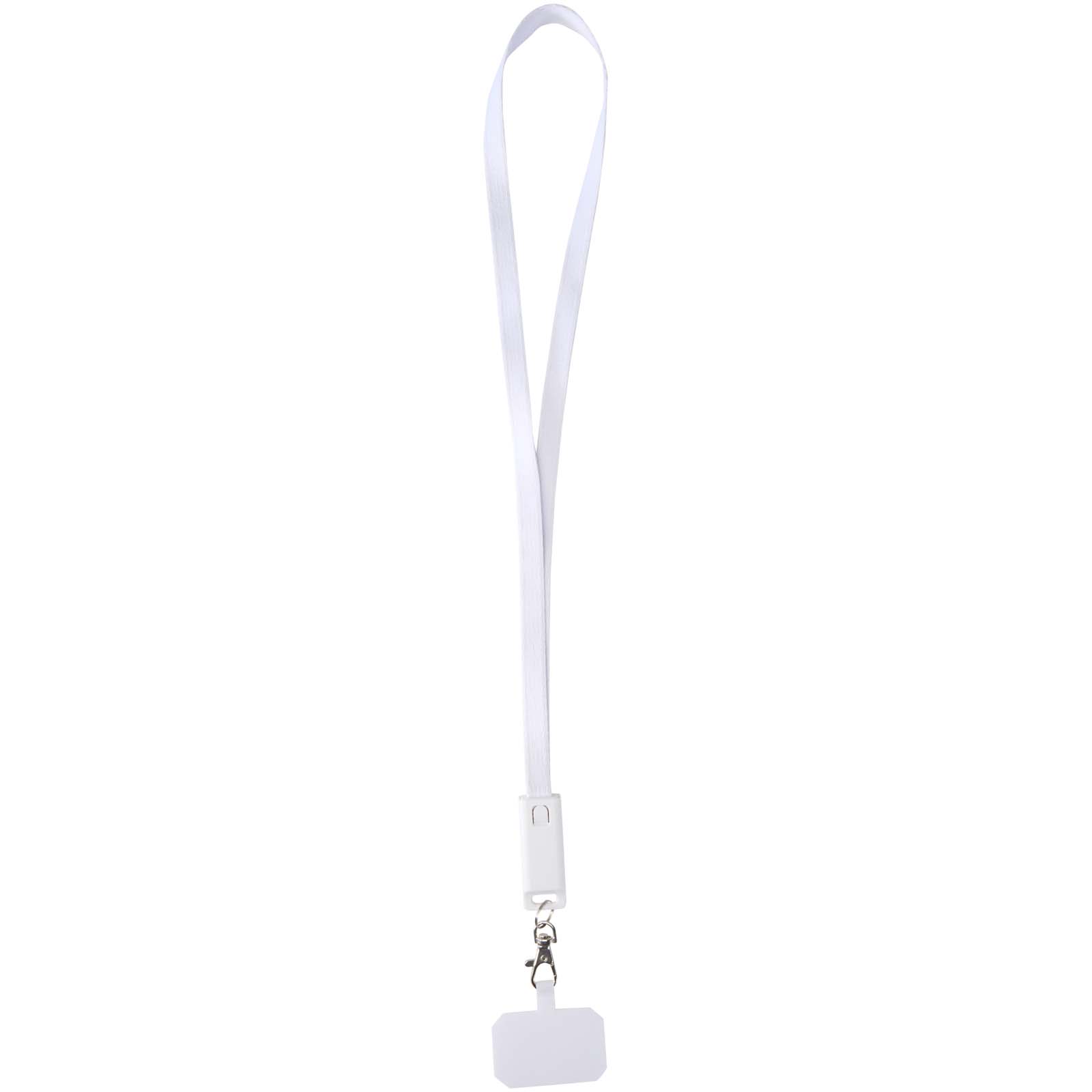 Franz 5 in 1 Lanyard Kabel aus recyceltem Kunststoff für Smartphones mit integrierter Datensynchronisierung und 65 W Schnelll weiss