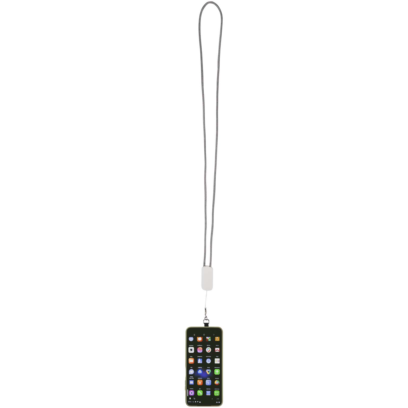 Anser Smartphone Lanyard aus recyceltem Kunststoff mit 27 W 5-in-1 integriertem Kabel weiss