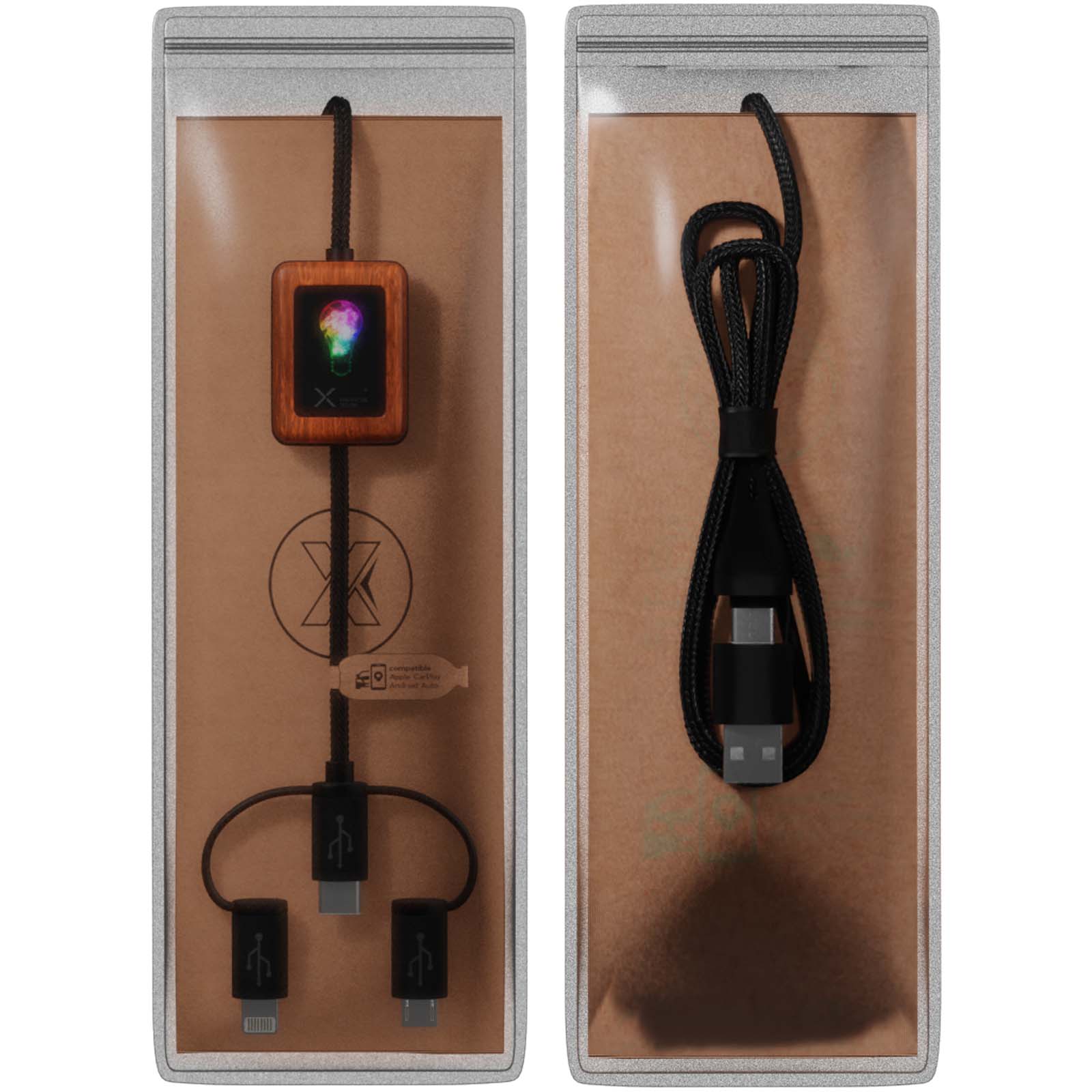 SCX.design C46 5-in-1 CarPlay-Kabel mit Leuchtlogo schwarz