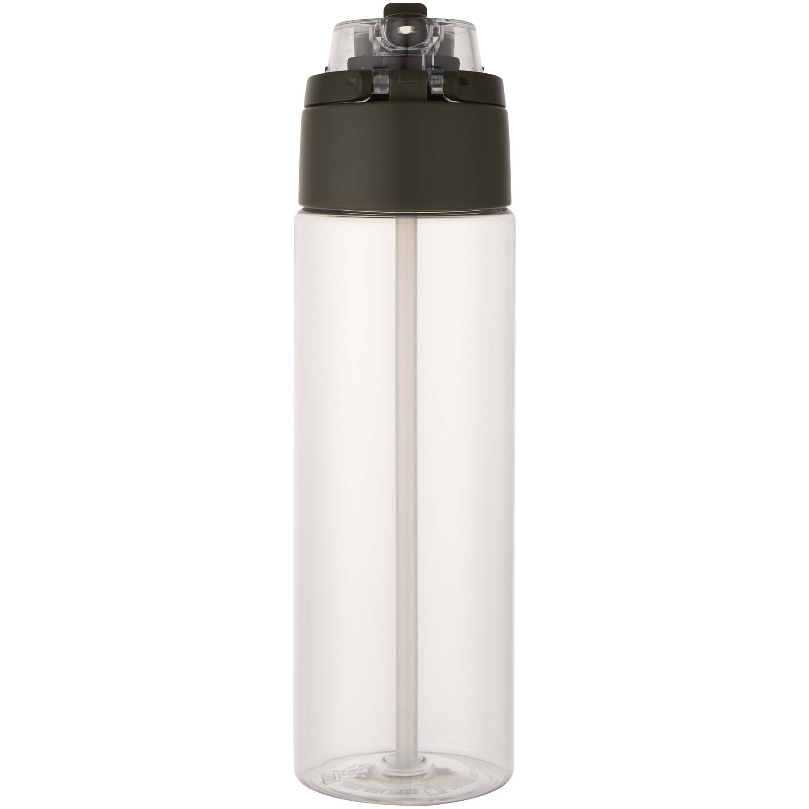 Theron 700 ml RCS Trinkflasche aus recyceltem Kunststoff mit Multifunktionsdeckel und Klappstrohhalm waldgrün