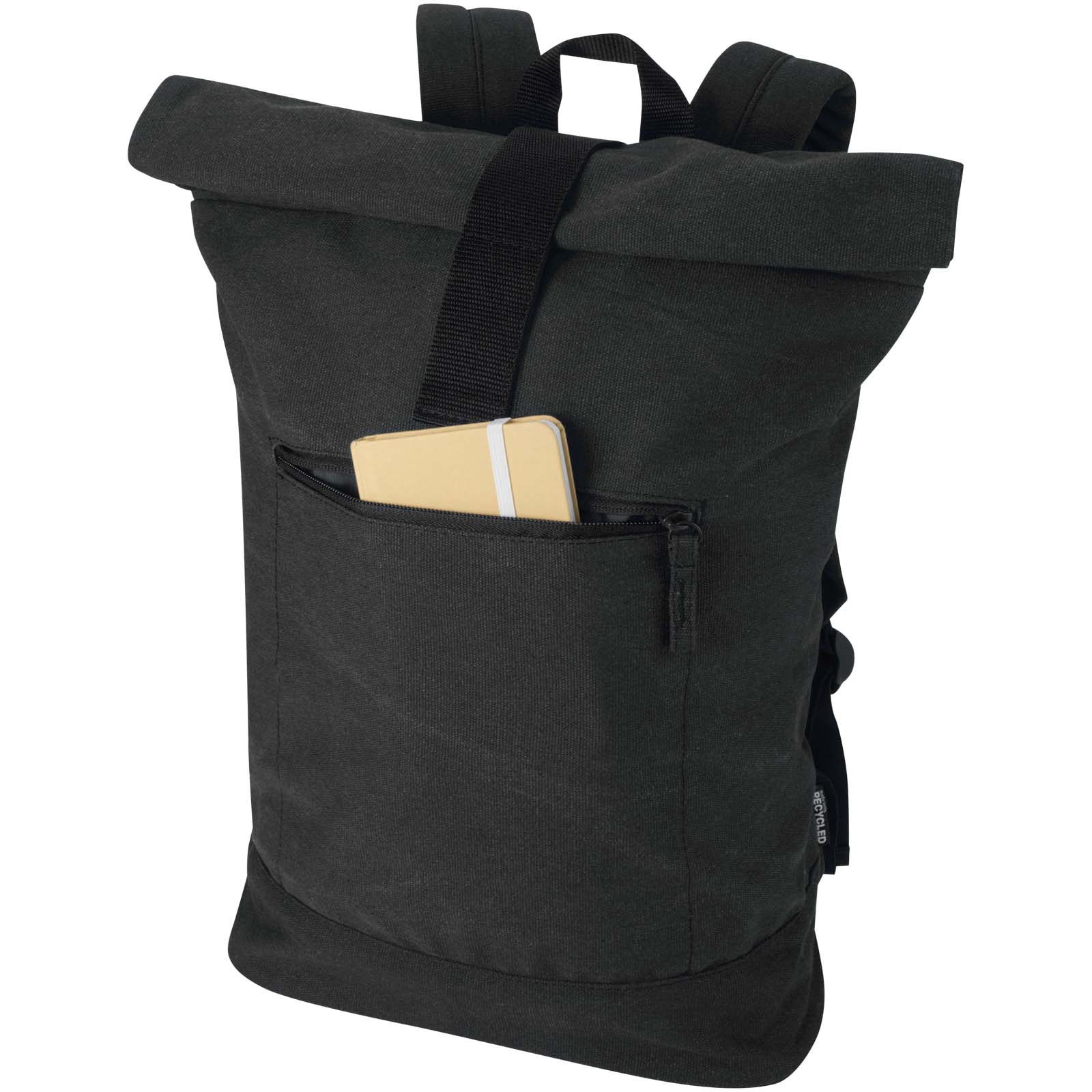 Recanvas 14” GRS recycelter Rolltop-Rucksack 16L schwarz