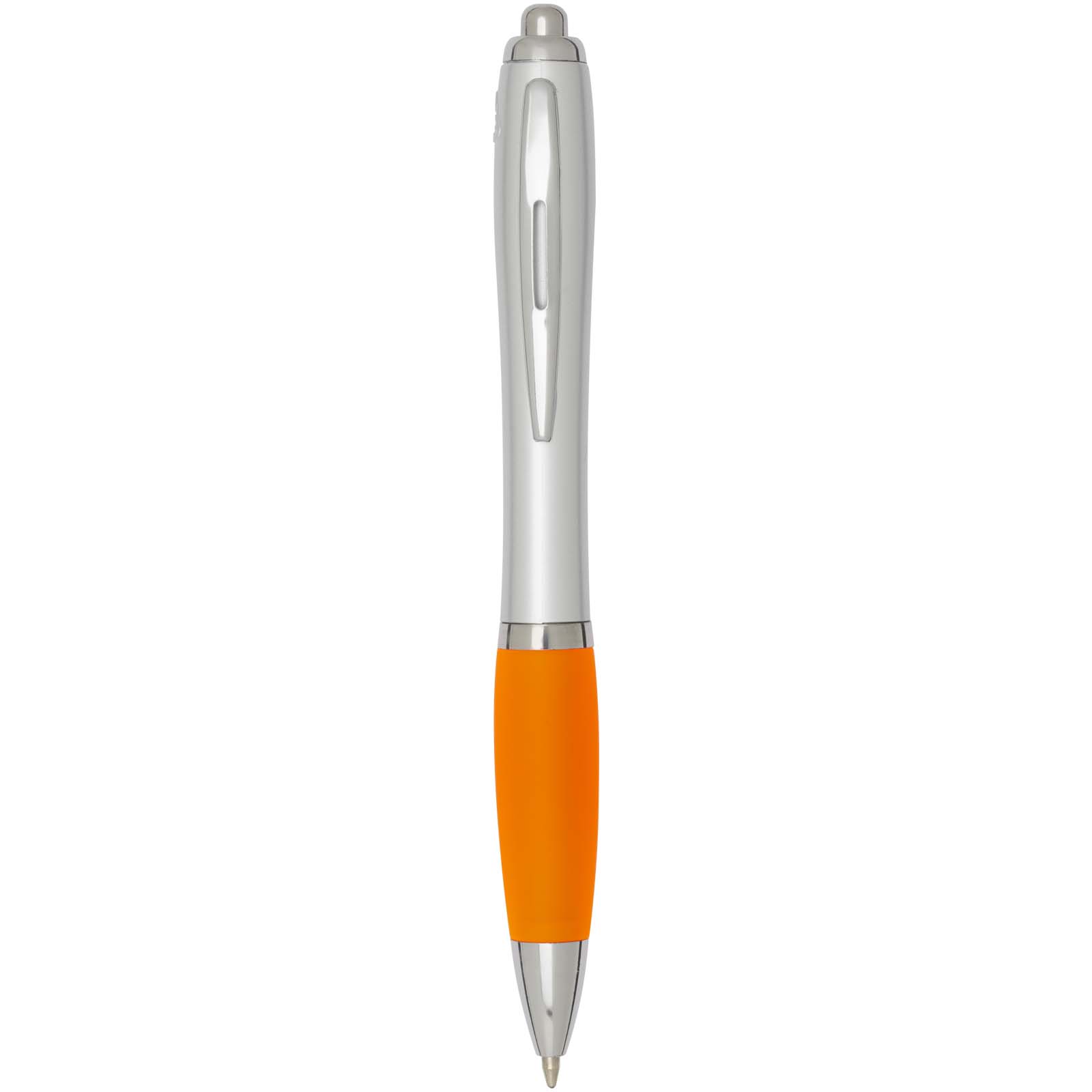 Nash RCS Kugelschreiber aus recyceltem Kunststoff mit silbernem Schaft und farbigem Griff (schwarze Tinte) orange