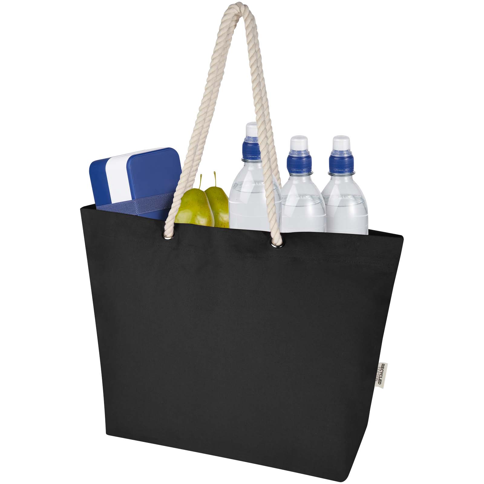 Florida 270 g/m² Strandtragetasche aus recyceltem GRS-Material schwarz, schwarz