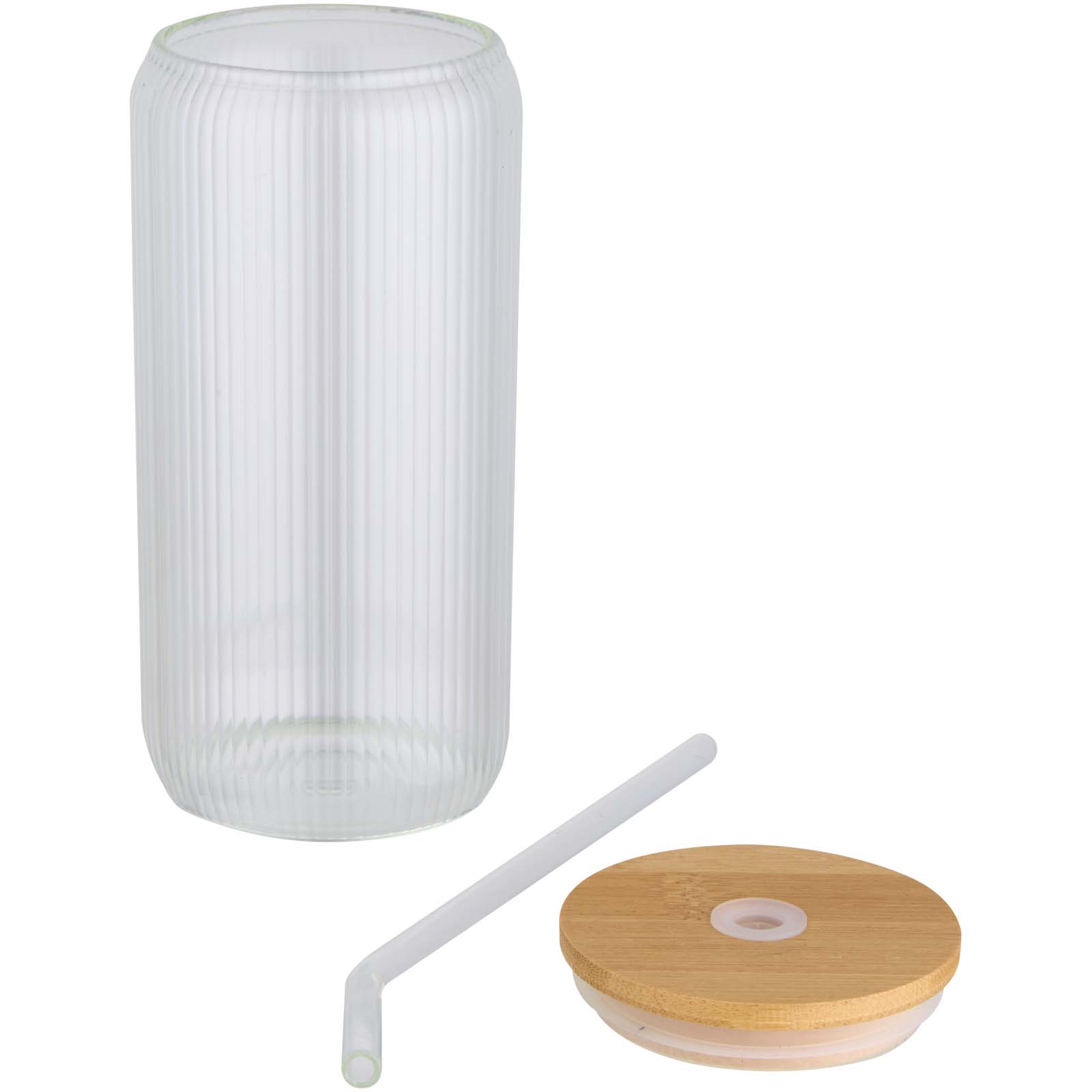 Mirage 500 ml einwandiges Glas aus Borosilikatglas mit Bambusdeckel transparent