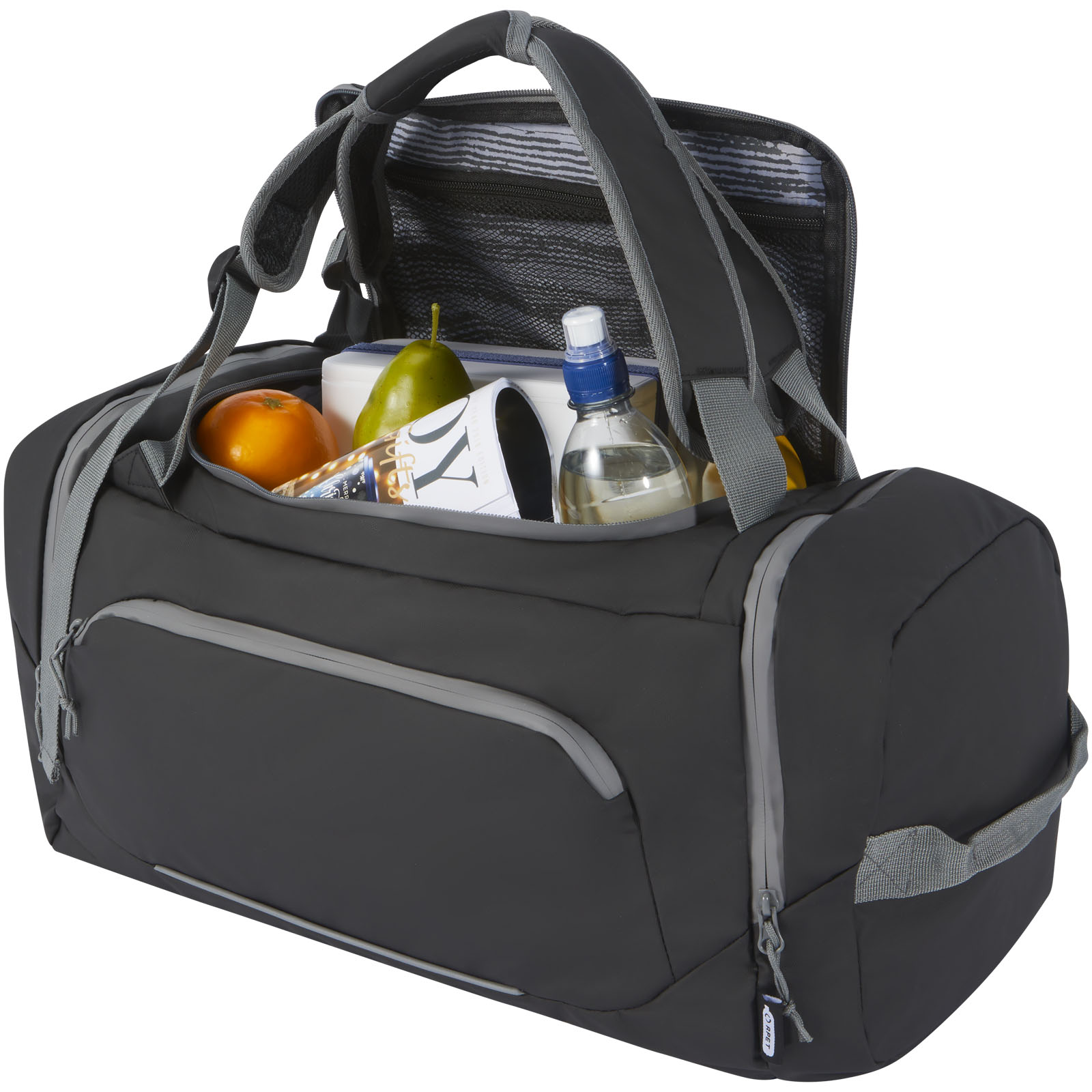 Aqua wasserabweisende Reisetasche aus GRS Recyclingmaterial 35 L schwarz