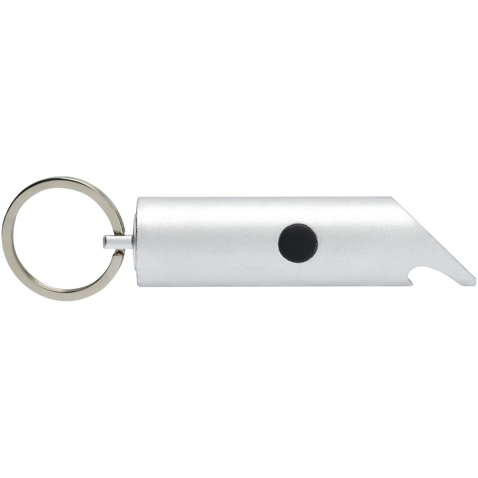 Flare IPX-LED-Lampe und Flaschenöffner aus recyceltem Aluminium mit Schlüsselanhänger silber