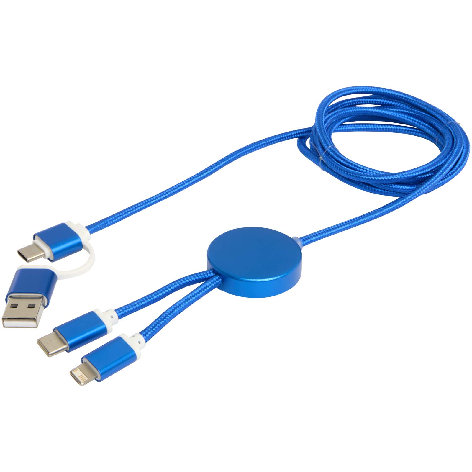 Alasia 150 cm 5-in-1 Kabel aus recyceltem Kunststoff für Datenübertragung und 27W Schnellladung royalblau