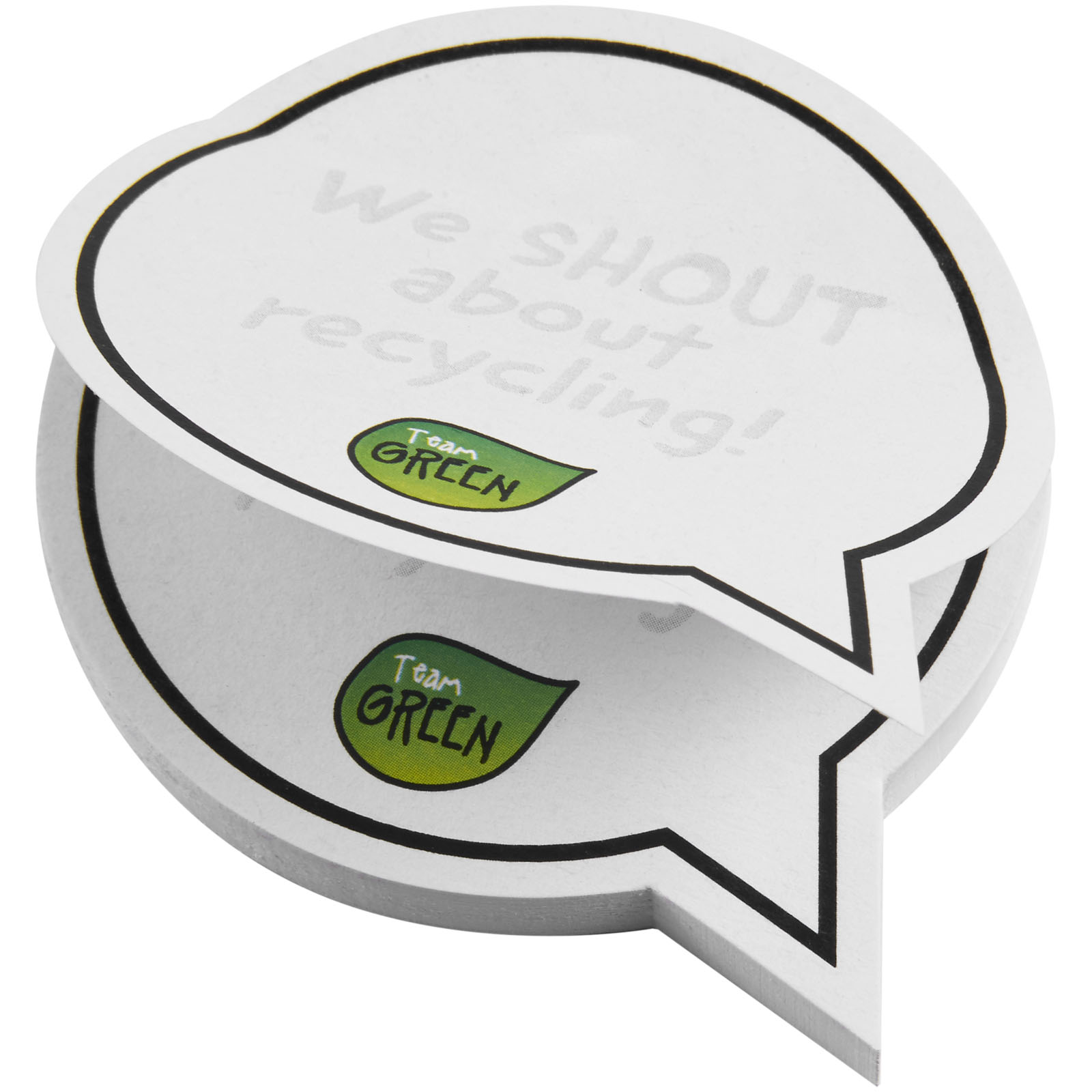 Sticky-Mate® sprechblasenförmige recycelte Haftnotizen weiss