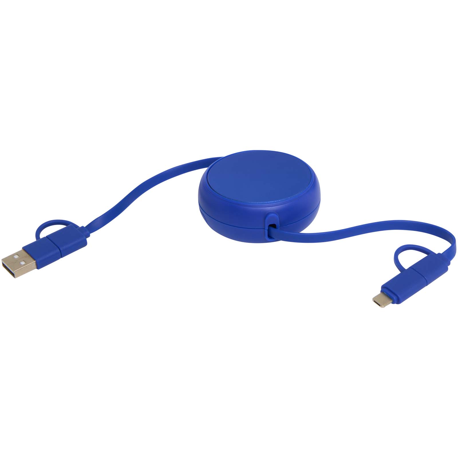 Alasia 100 cm 5-in-1 Kabel aus recyceltem Kunststoff und Aluminium, einziehbar, für Datenübertragung und mit 45W Schnellladun royalblau