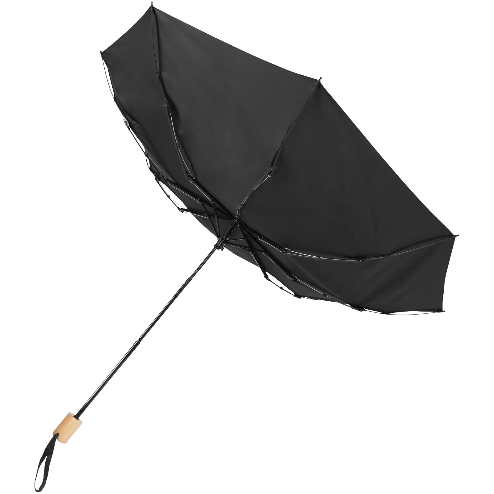 Birgit 21'' faltbarer winddichter Regenschirm aus recyceltem PET schwarz