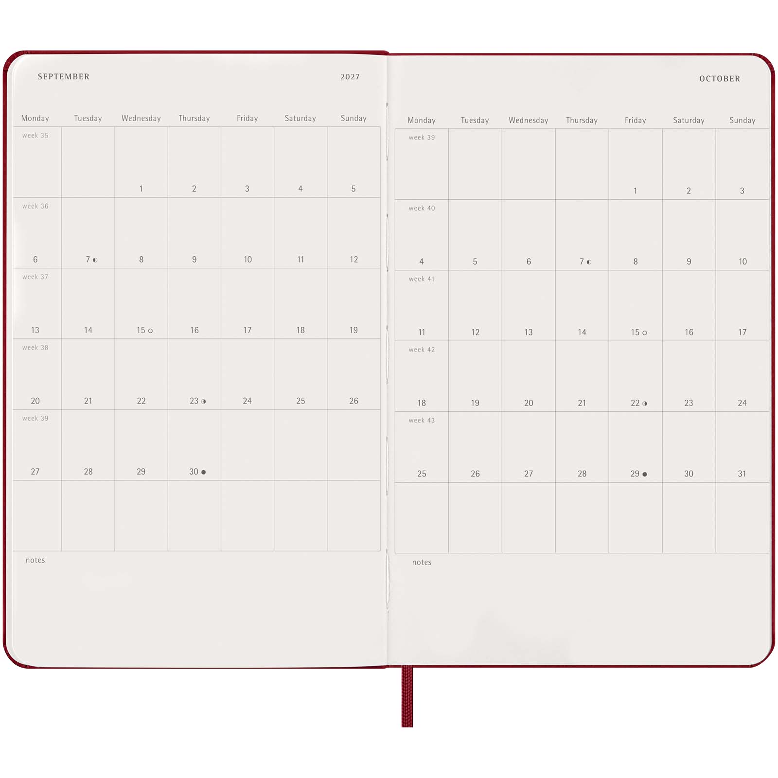 Moleskine Hardcover 12 Monate Tageskalender scharlachrot