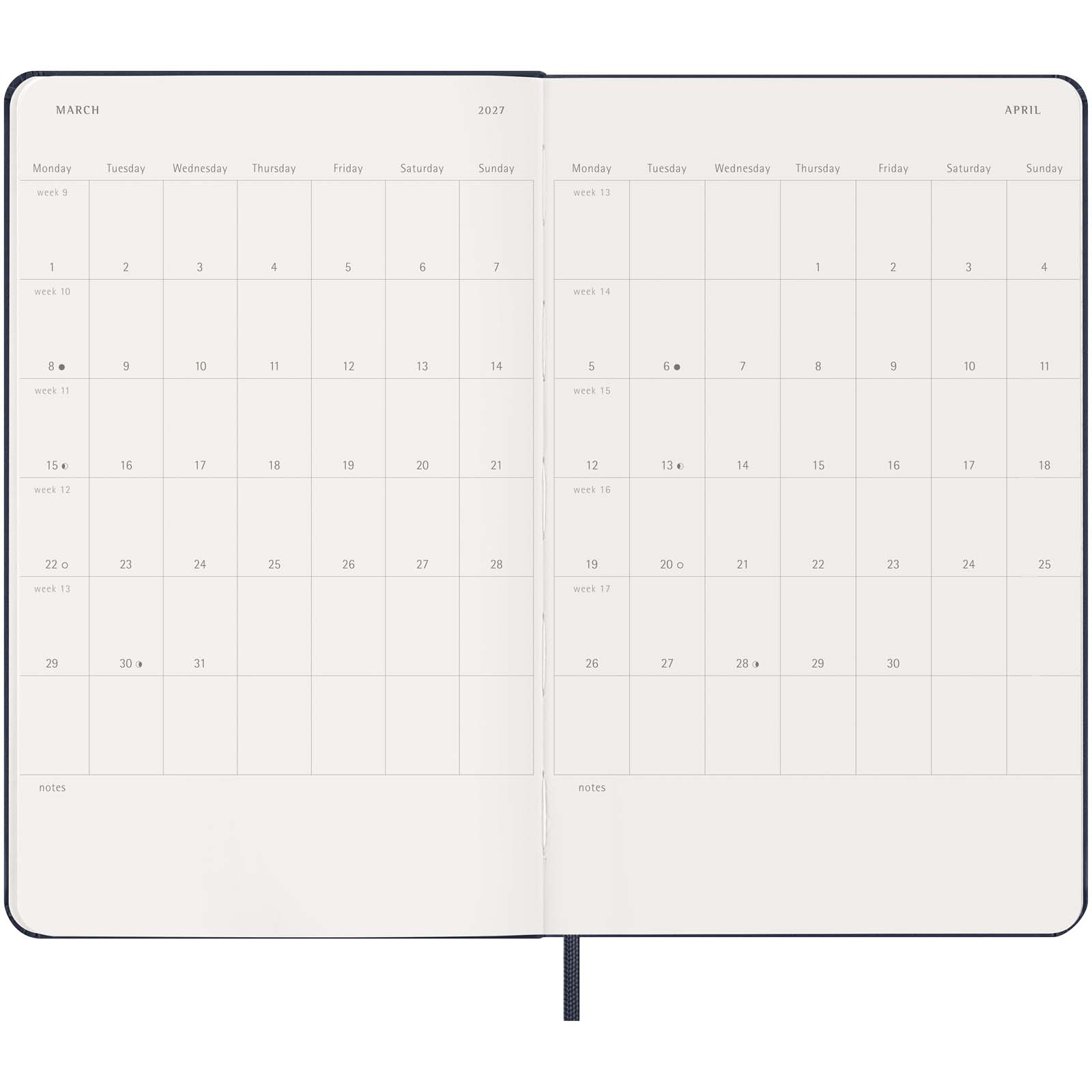 Moleskine Hardcover 12 Monate Wochenkalender L saphir