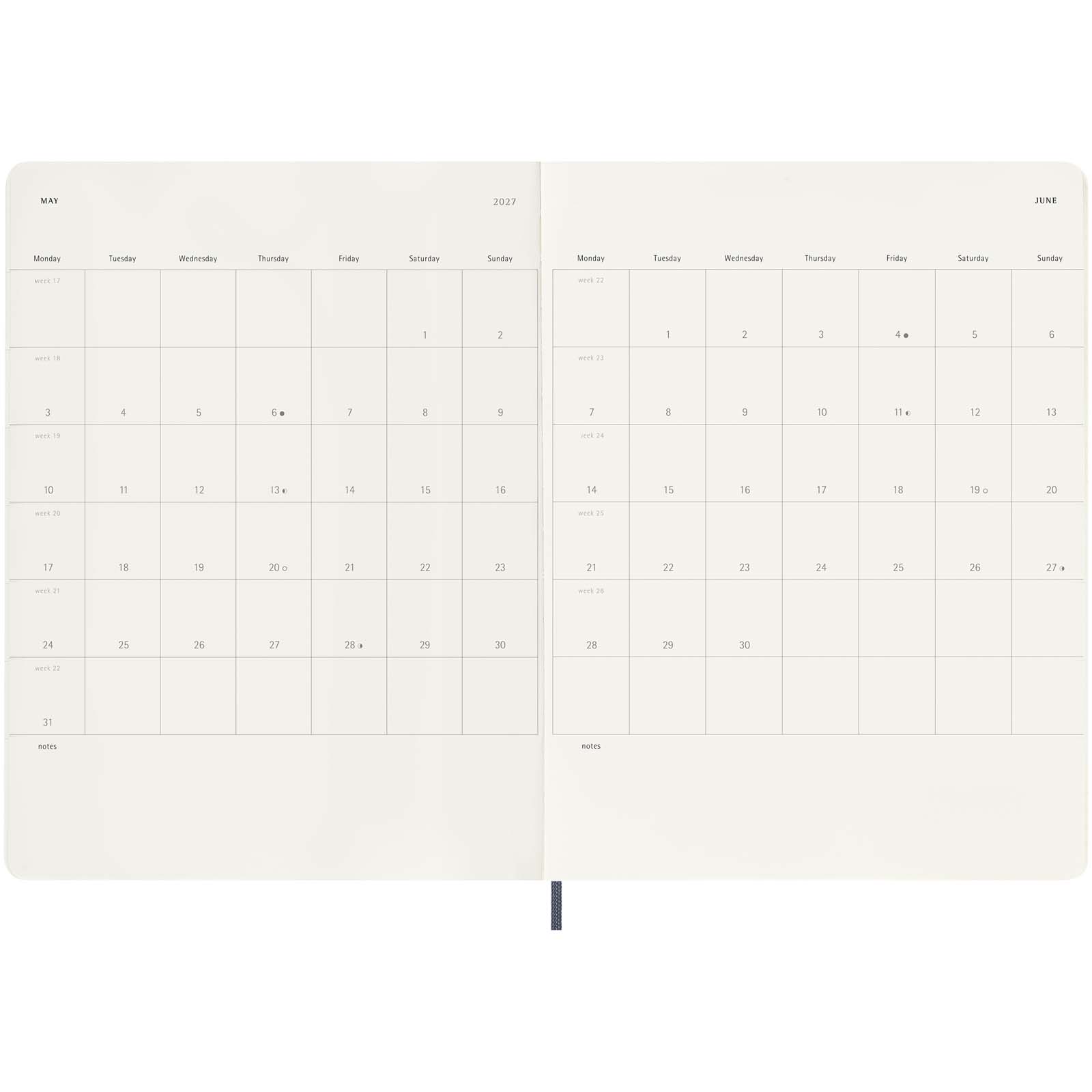Moleskine Softcover 12 Monate Wochenkalender XL saphir