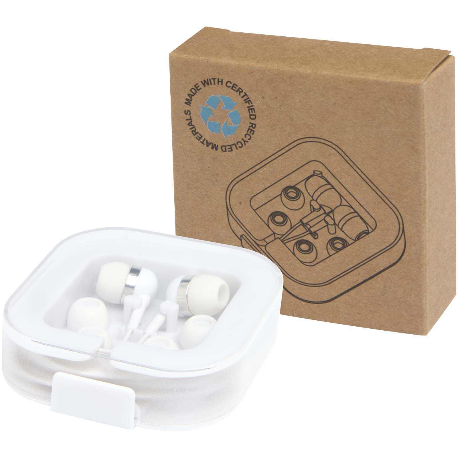 Baekdu kabelgebundenes Headset Typ-C mit Aufbewahrungsbox aus recyceltem Kunststoff weiss