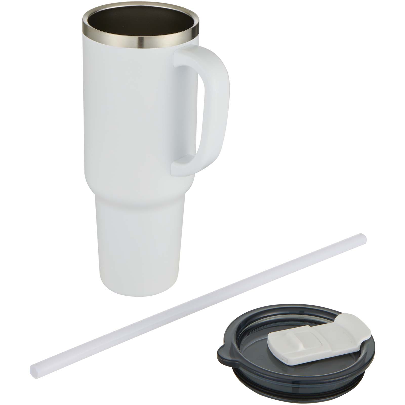 Sydney 1200 ml doppelwandiger RCS-zertifizierter Kupfer-Vakuum Isolierbecher mit Strohhalm weiss