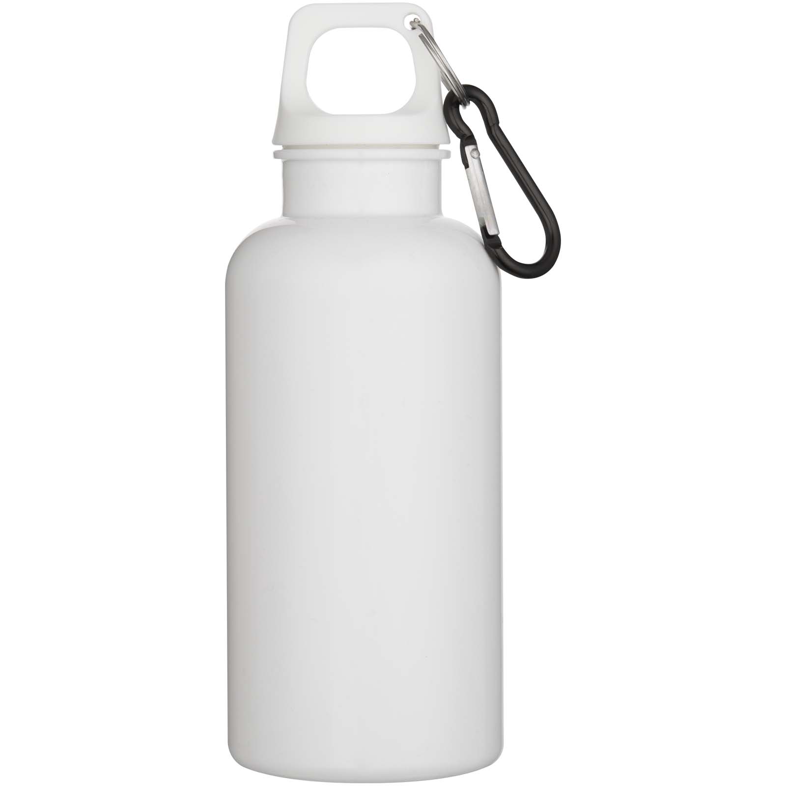 Oregon 400 ml einfarbige RS-zertifizierte Trinkflasche aus recyceltem Kunststoff mit Karabinerhaken weiss