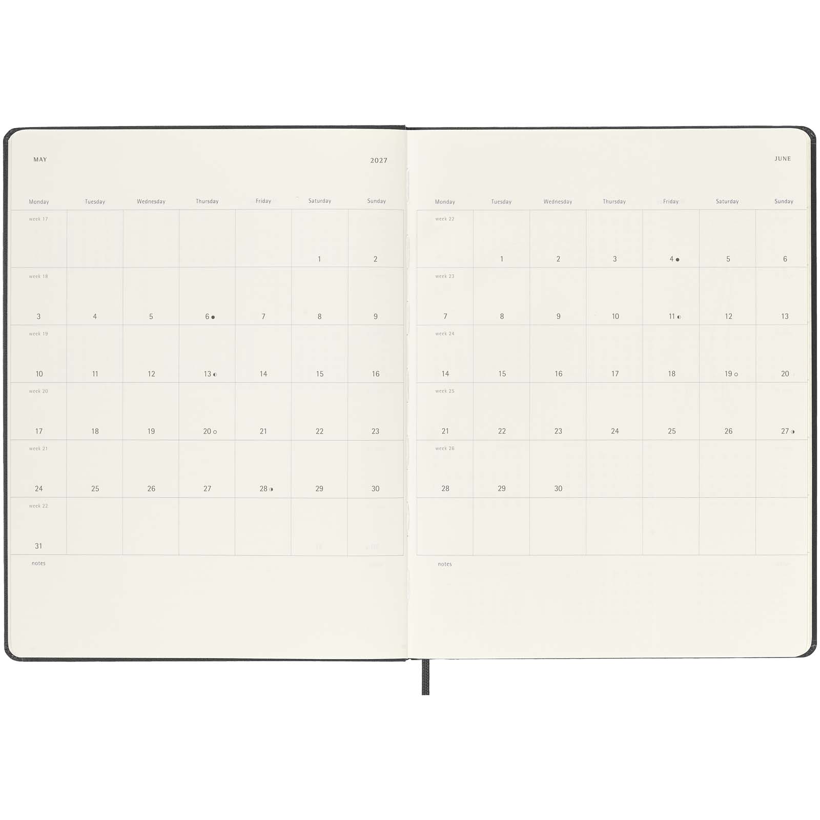 Moleskine Hardcover 12 Monate Wochenkalender XL schwarz