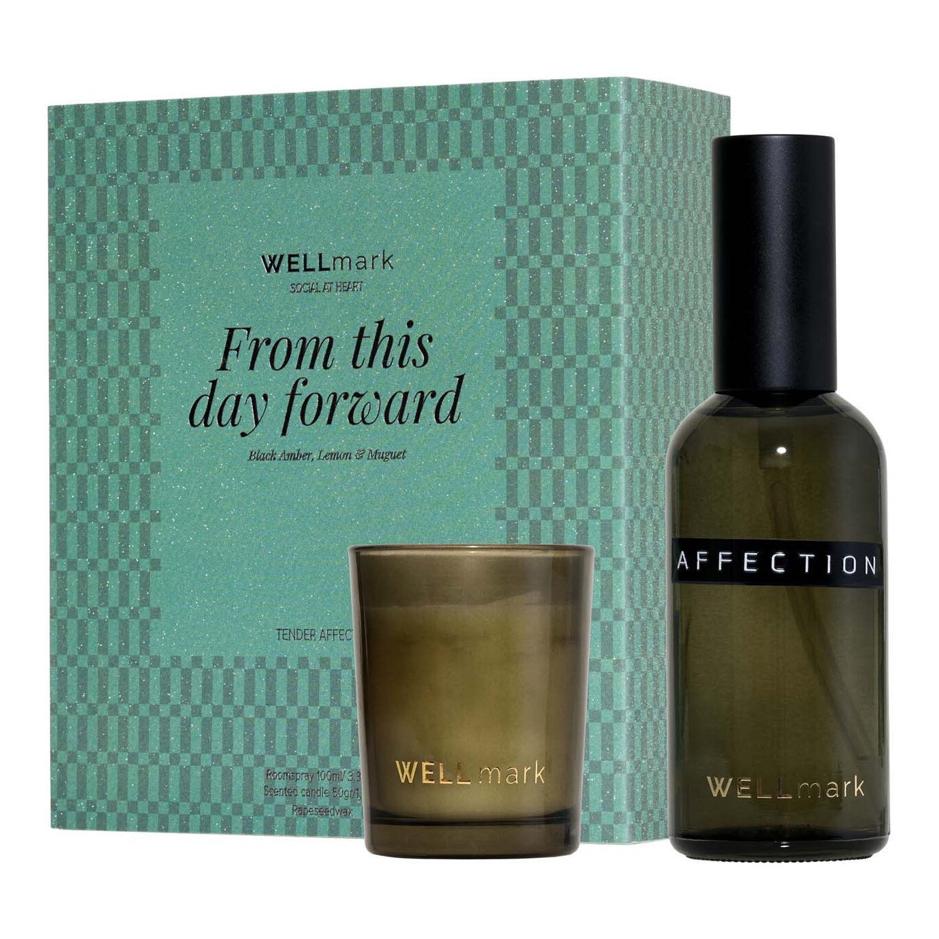 Wellmark 100 ml Raumspray und 70 ml Kerze Tender Affection Set green flash