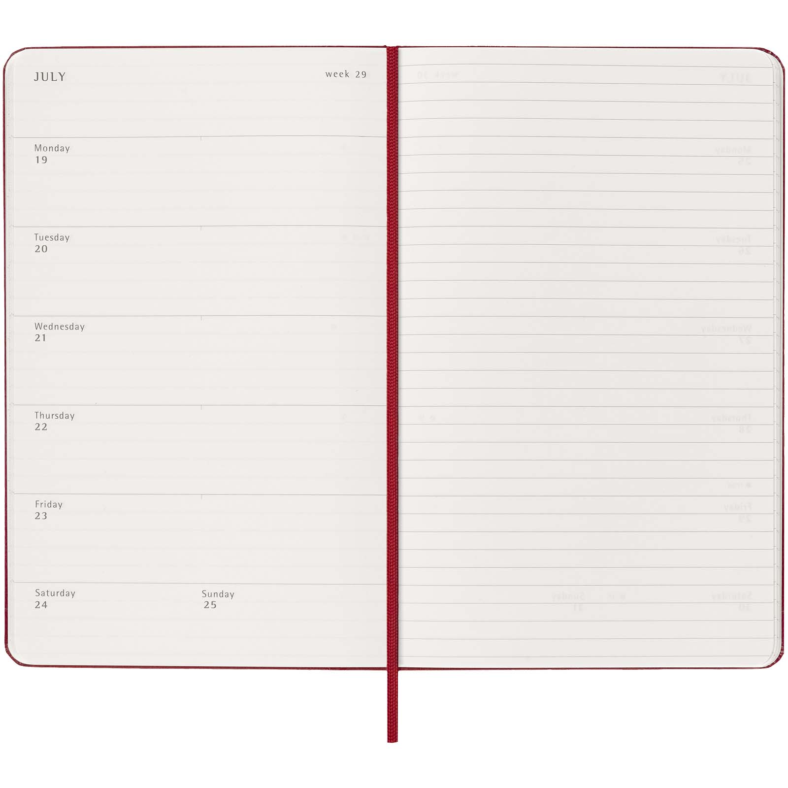 Moleskine Hardcover 12 Monate Wochenkalender L scharlachrot