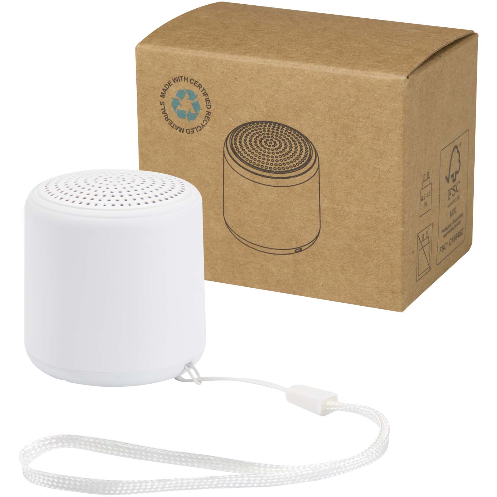 Velkis 3 W Bluetooth® Lautsprecher aus recyceltem Kunststoff weiss