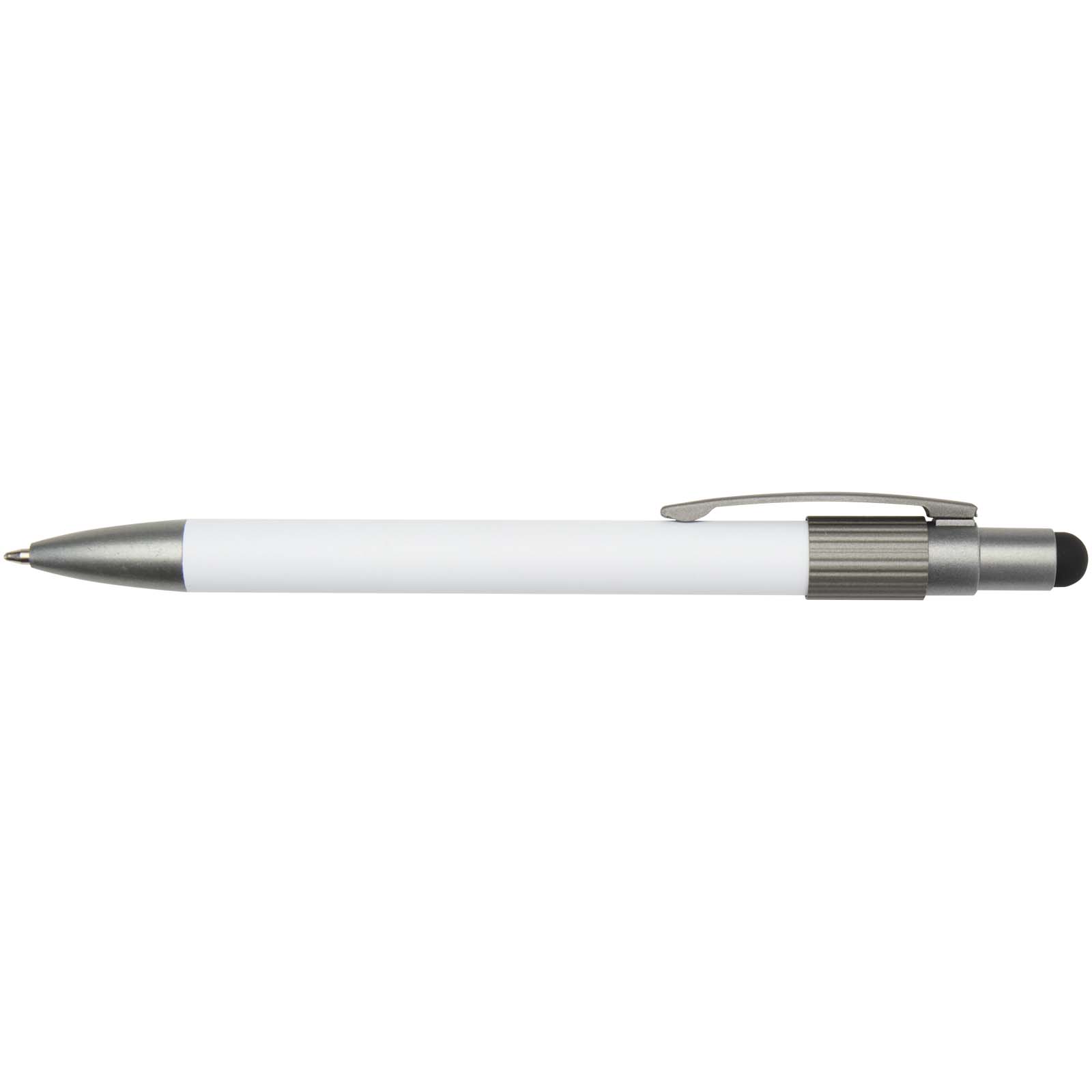 Rill RCS recycelter Kugelschreiber mit Stylus und Fidget Spinner (blaue Mine) weiss