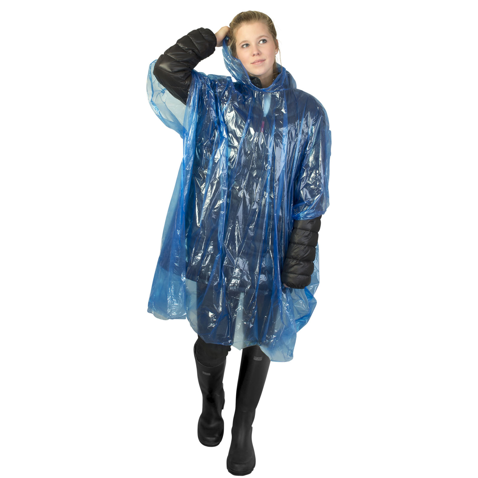 Ziva Einweg Regenponcho mit Hülle royalblau