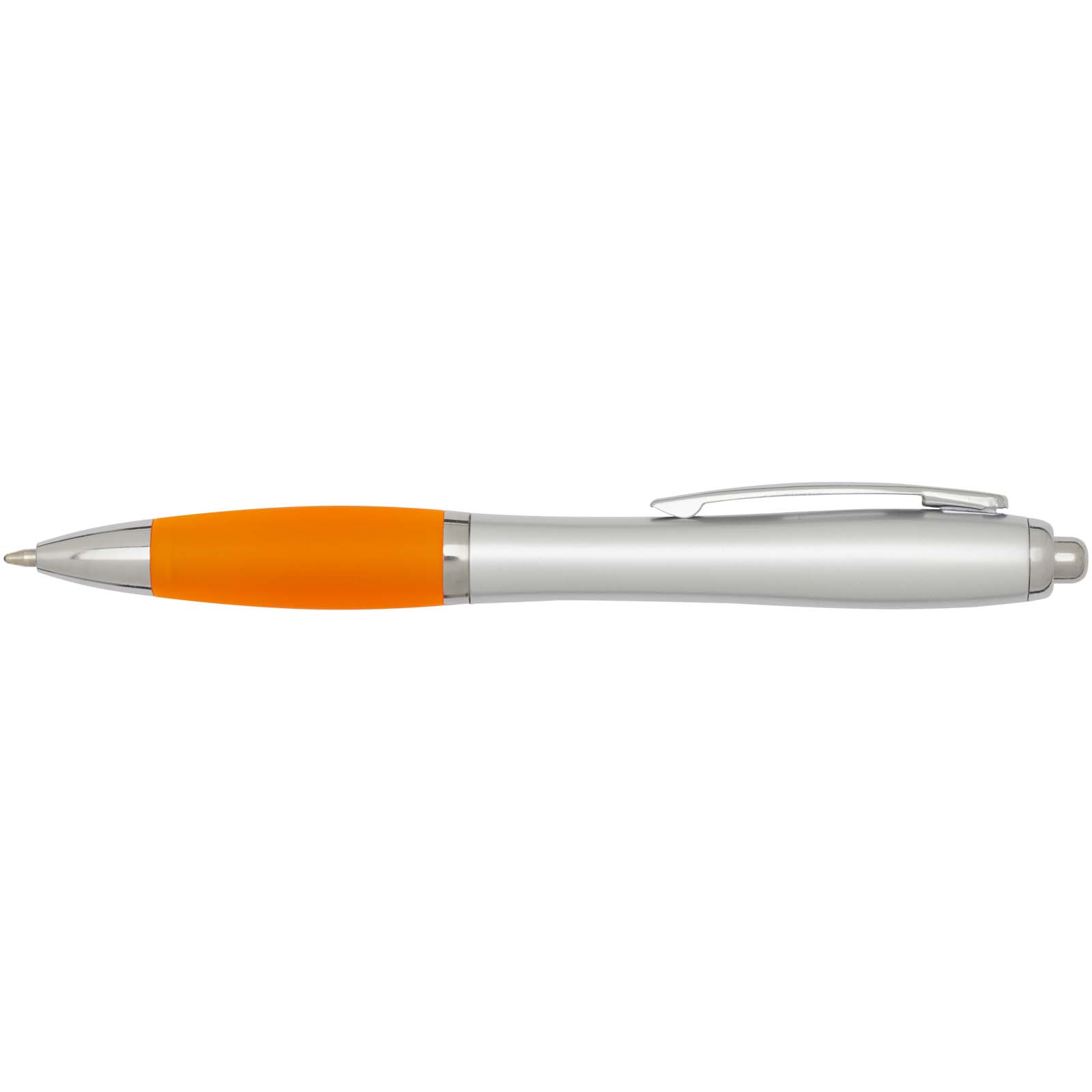 Nash RCS Kugelschreiber aus recyceltem Kunststoff mit silbernem Schaft und farbigem Griff (schwarze Tinte) orange