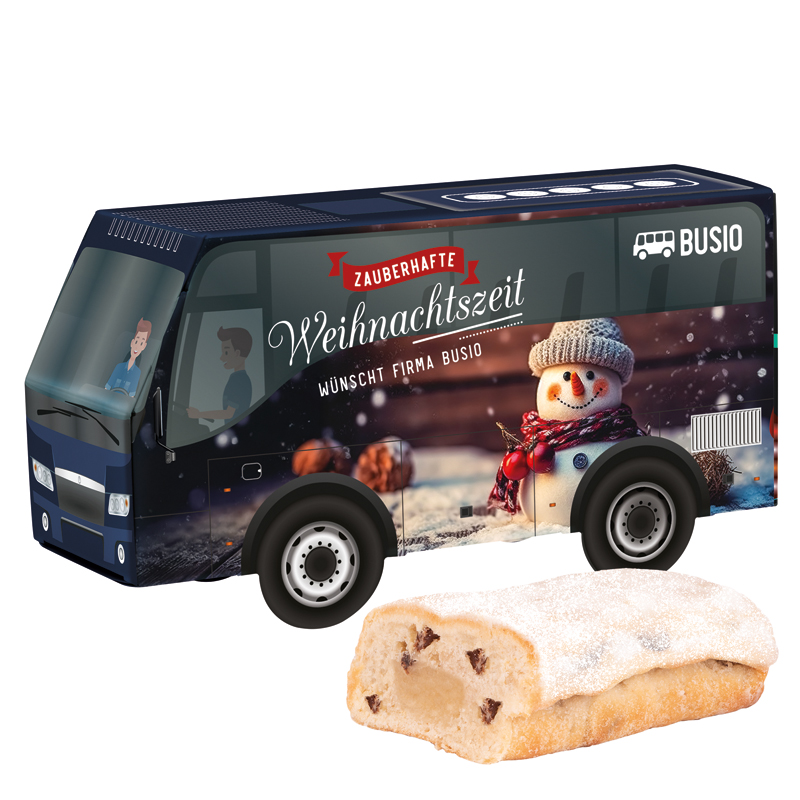 3D-Präsent Bus, Weiss 4er Lebkuchen Mini