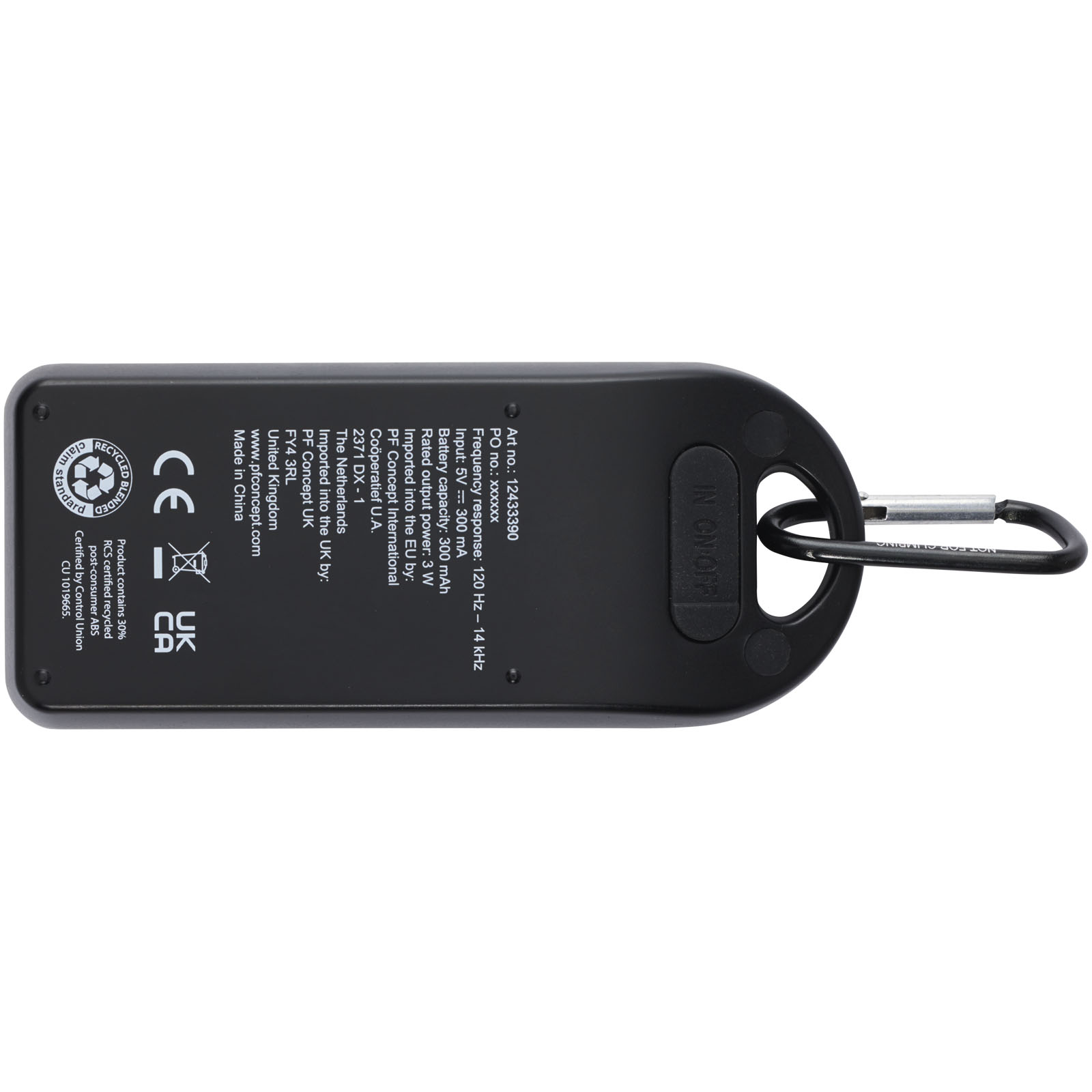 Omni 3 W IPX4 Bluetooth®-Lautsprecher aus recyceltem RCS Kunststoff schwarz
