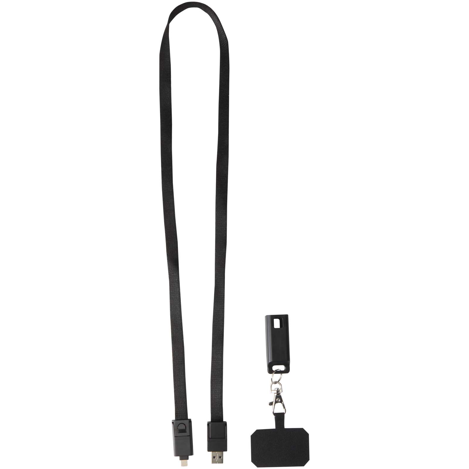 Franz 5 in 1 Lanyard Kabel aus recyceltem Kunststoff für Smartphones mit integrierter Datensynchronisierung und 65 W Schnelll schwarz