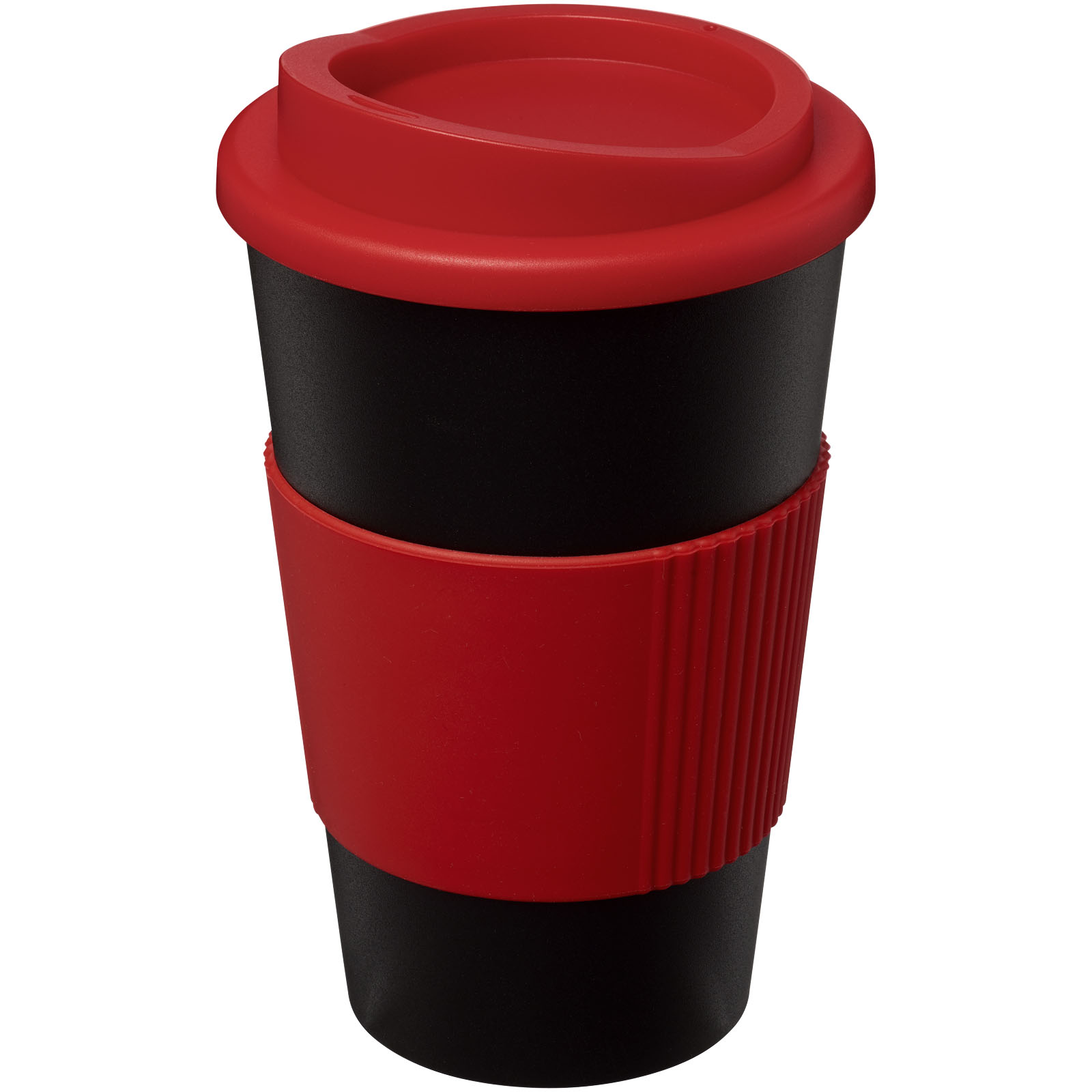 Americano® 350 ml Isolierbecher mit Schutzring schwarz, rot