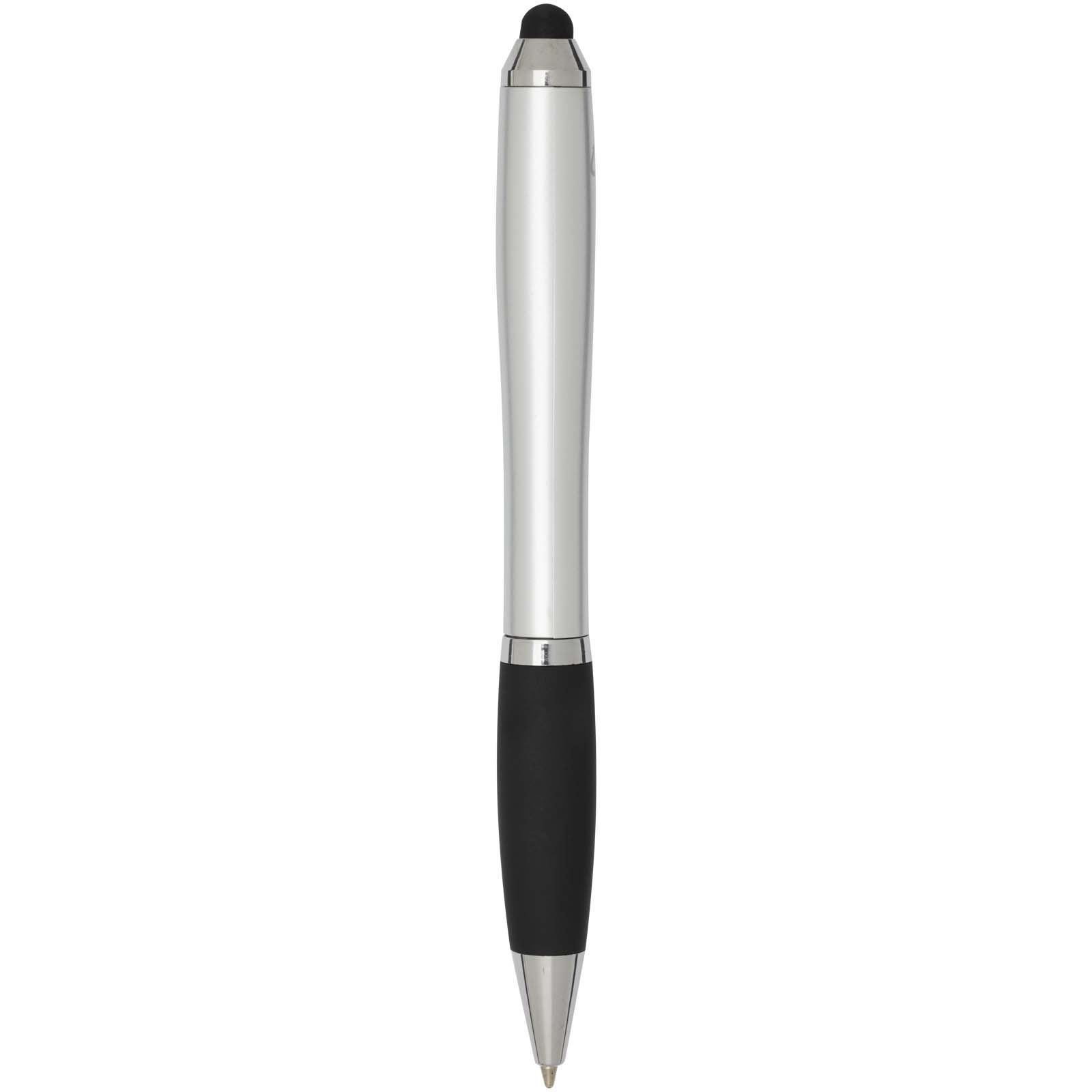 Nash RCS Stylus Kugelschreiber aus recyceltem Kunststoff mit farbigem Schaft und schwarzem Griff (blaue Tinte) silber