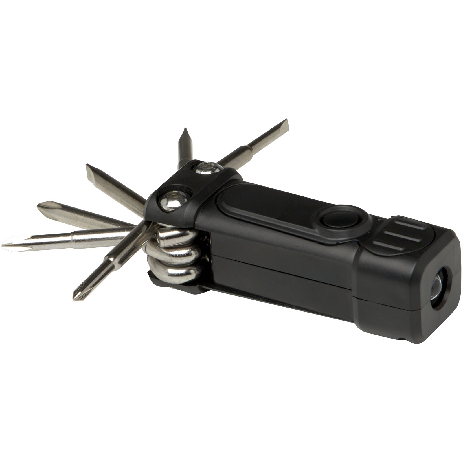 Octo 8-in-1 Schraubenzieher-Set aus recyceltem RCS Kunststoff mit Taschenlampe schwarz