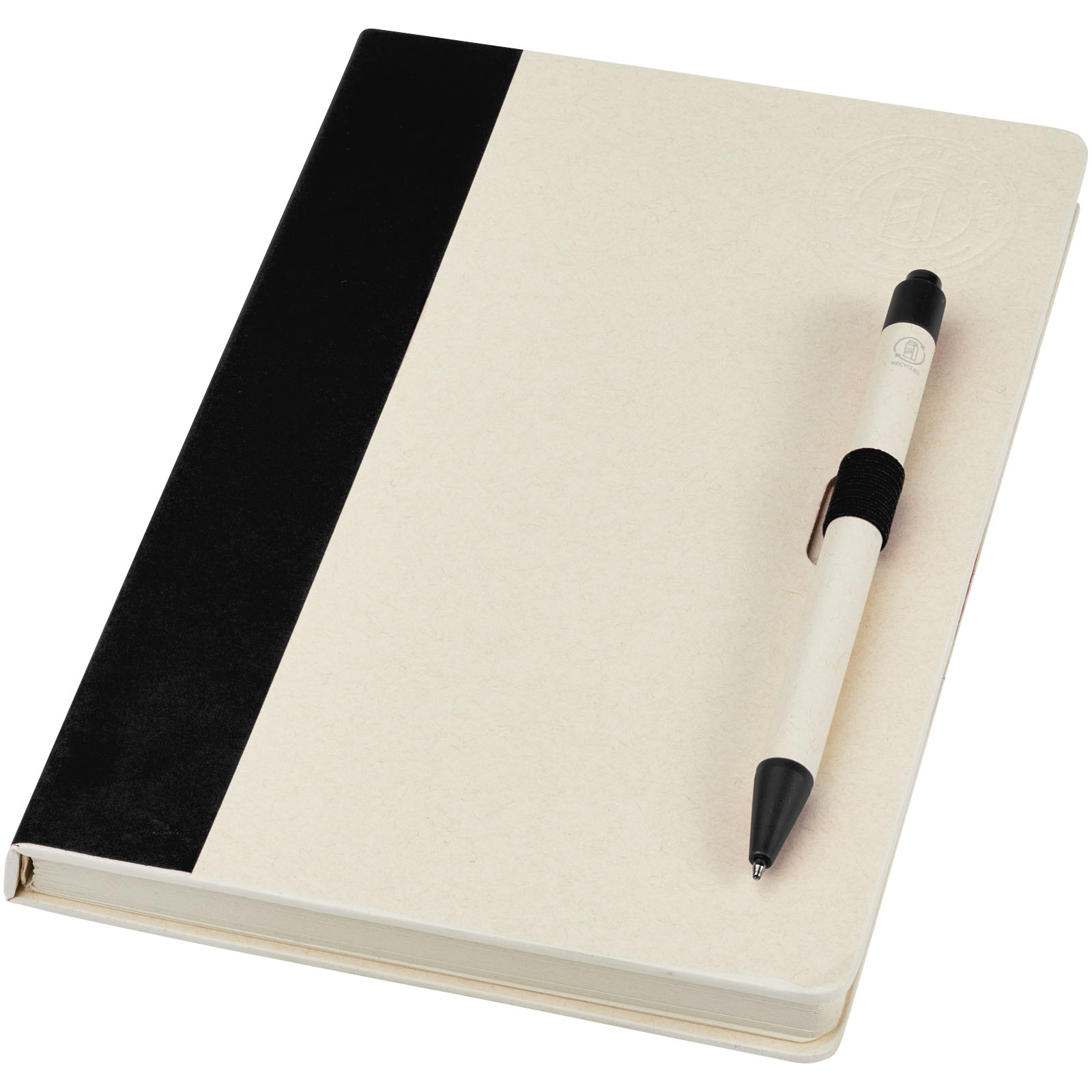 Dairy Dream A5 Notizbuch und Kugelschreiber-Set aus recyceltem Milchkarton schwarz