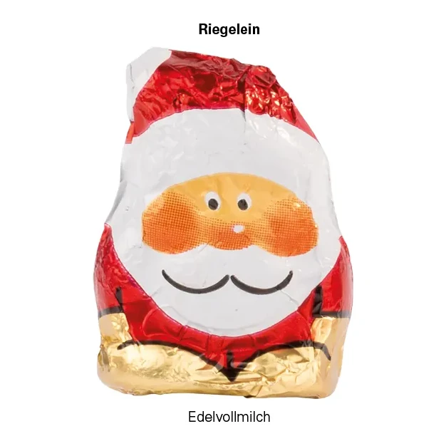 Werbeanhänger, Mini-Schoko Weihnachtsmann Edelvollmilch, 5 g massiv