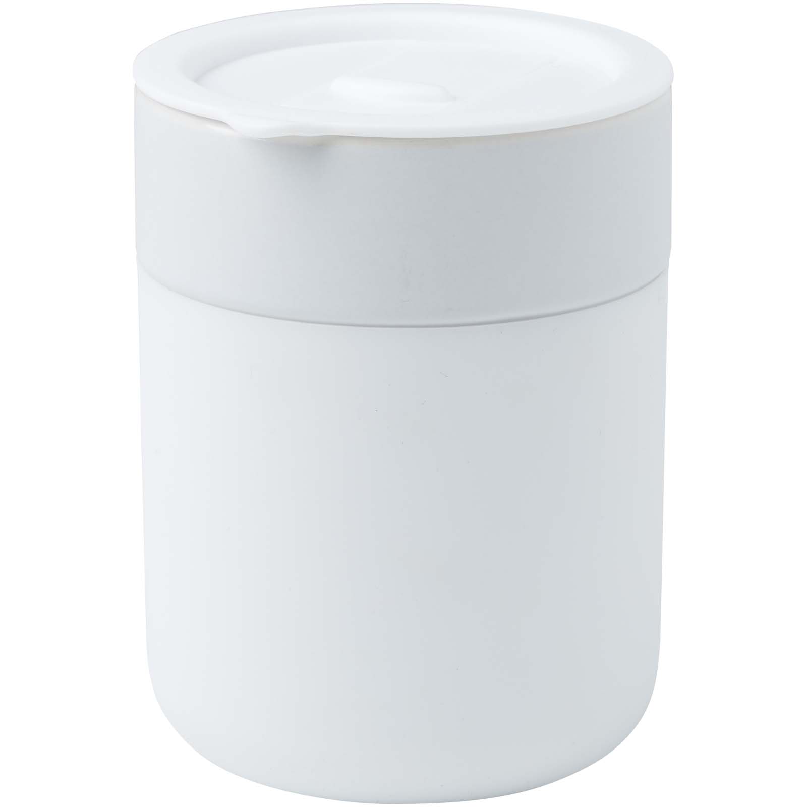 Java 330 ml Keramikbecher mit Silikonhülle und Kunststoffdeckel weiss