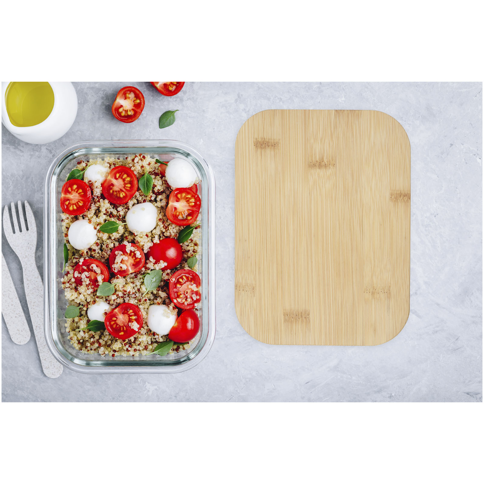 Roby 1000 ml Glas Lunchbox mit Bambusdeckel