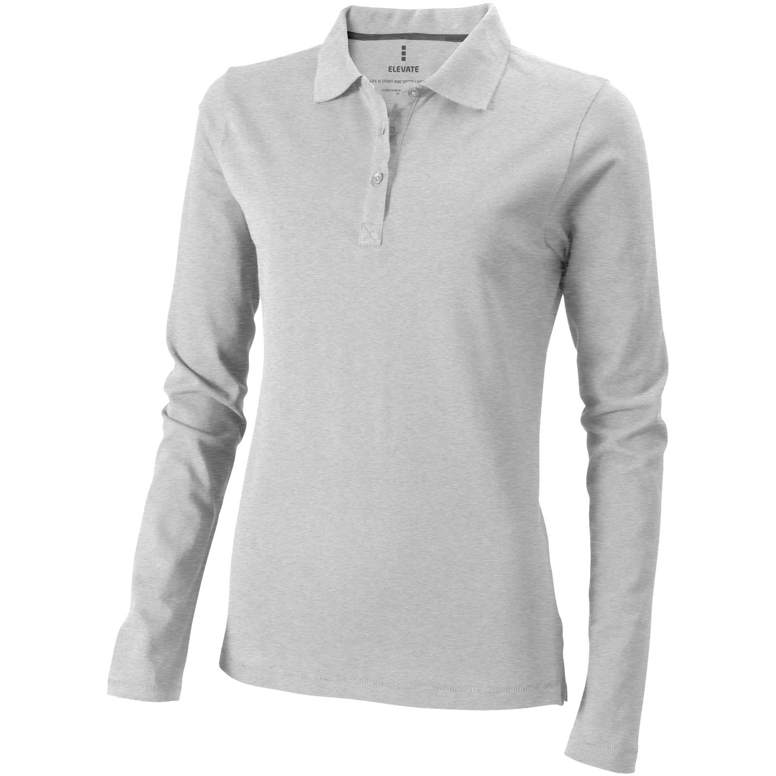 Calgary 180 g/m² Langarm Poloshirt für Damen grau meliert