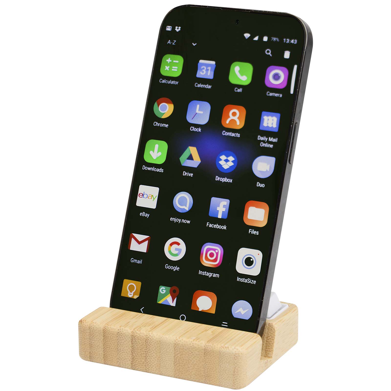 Algol Smartphonehalterung  aus recyceltem Kunststoff mit Fidget-Toy mit Bambusdetails holz
